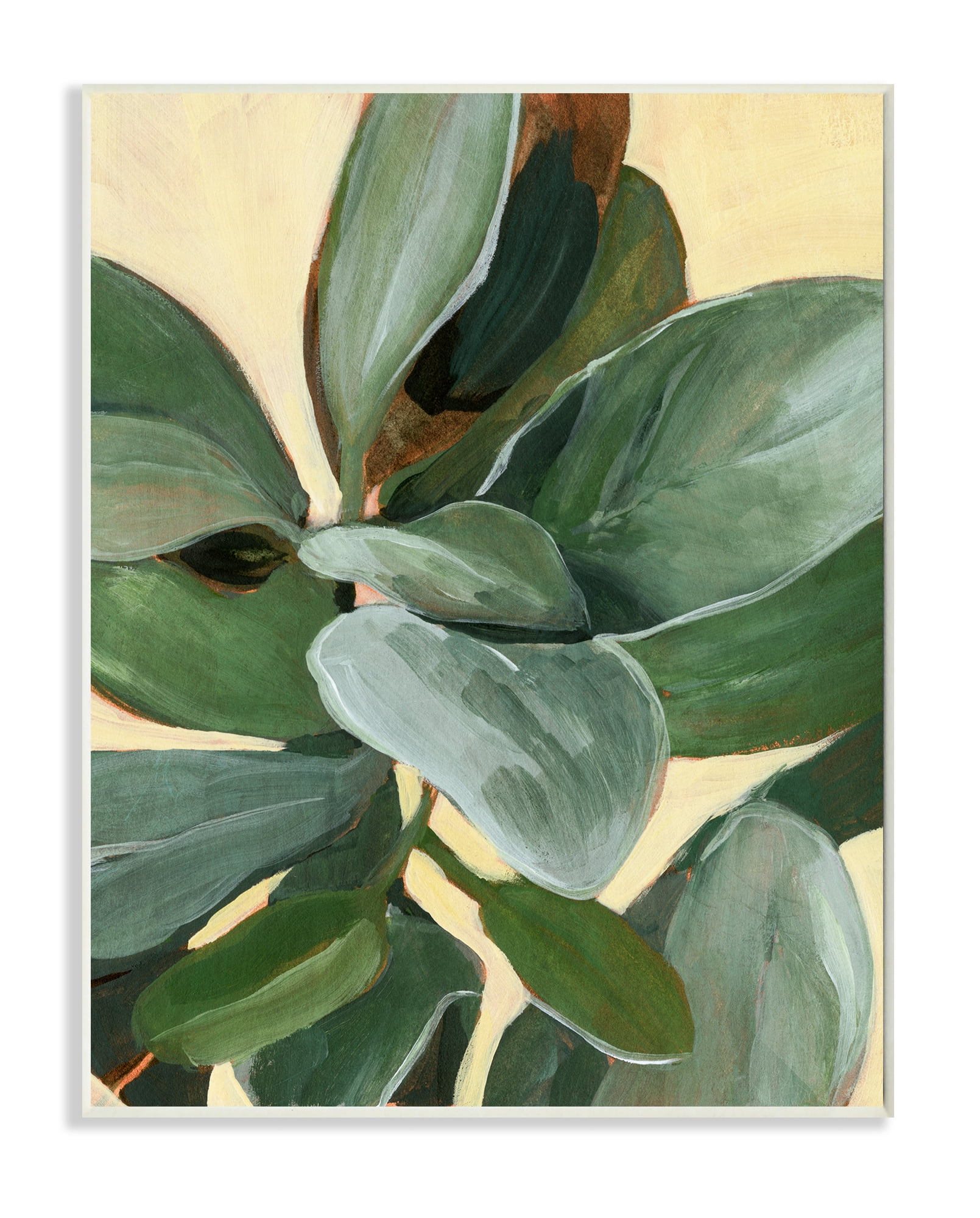 Stupell Industries Potted Plant Study Full Green Leaves Wall Plaque, 10 x 15, Design by Annie Warren