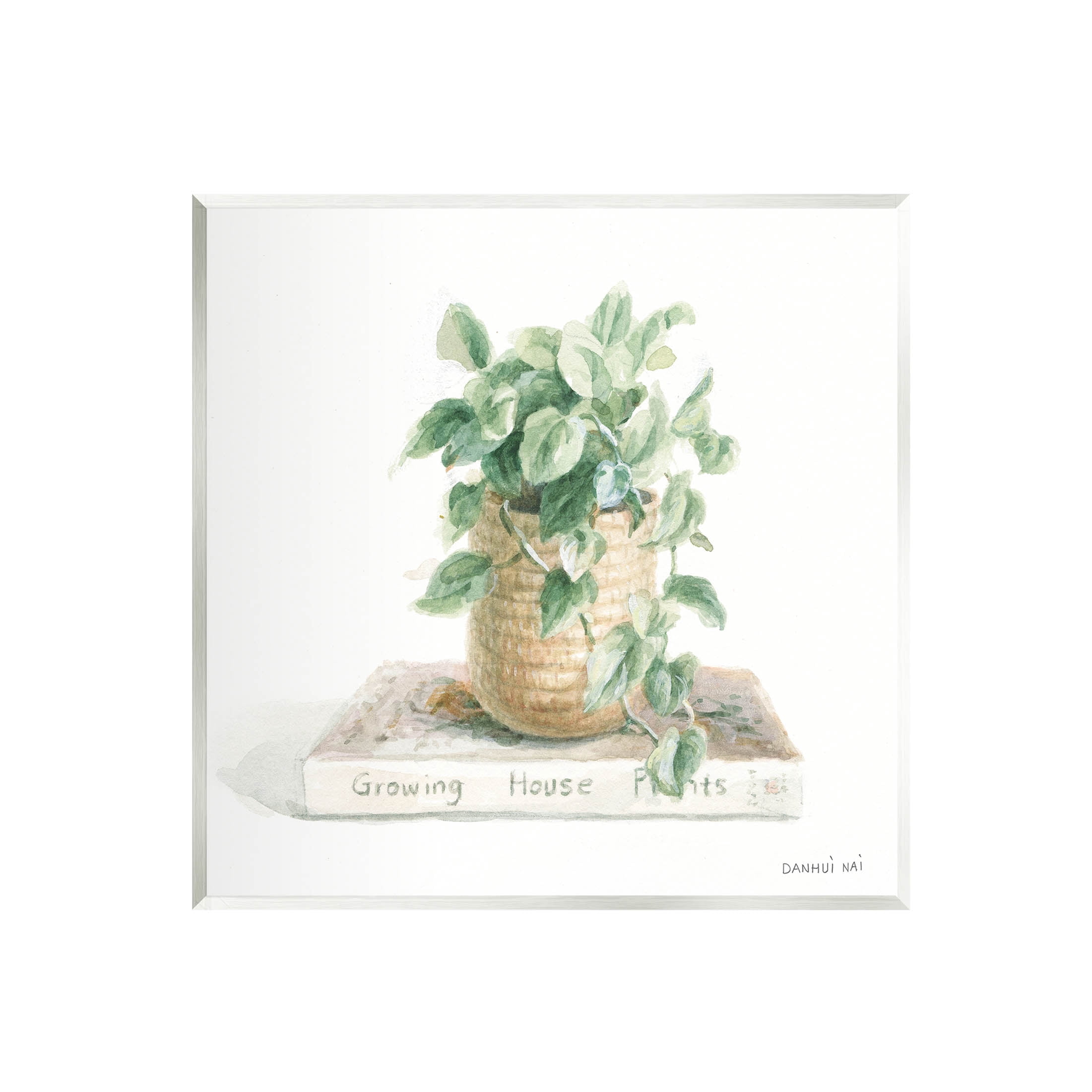 Stupell Industries Potted Plant on Garden Book Painting Unframed Art Print Wall Art, Design by Danhui Nai