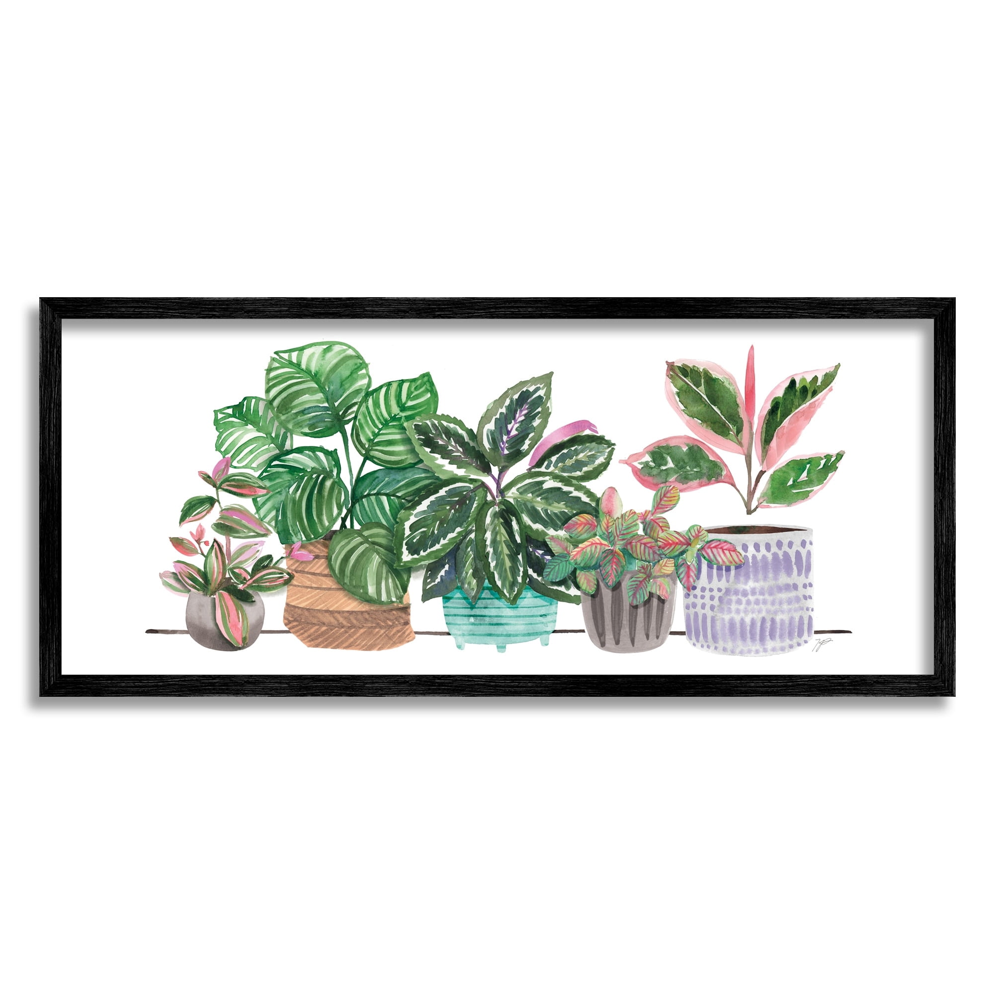 Stupell Industries Potted Plants Herbal Leaves Green Pattern Foliage, 30 x 13, Design by Karyn Panganiban