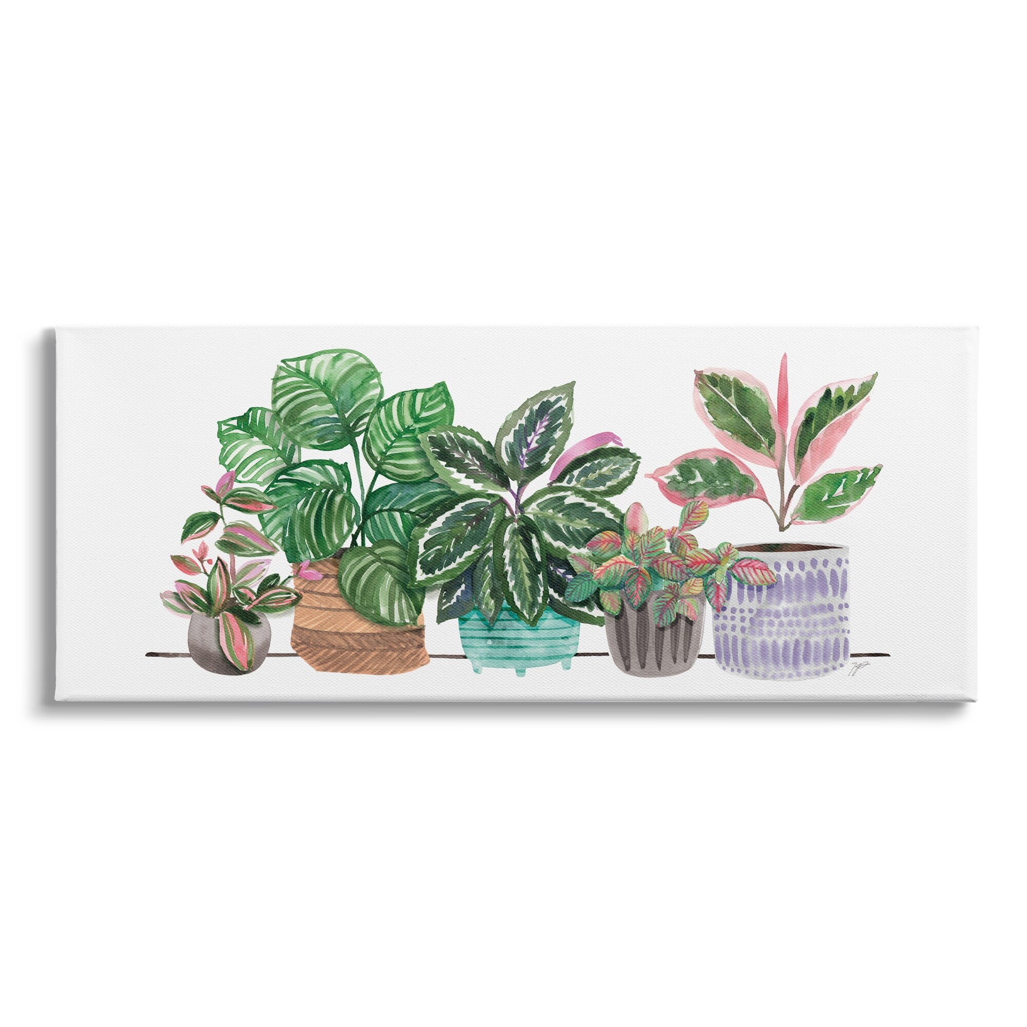 Stupell Industries Potted Plants Herbal Leaves Green Pattern Foliage, 48 x 20, Design by Karyn Panganiban