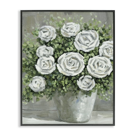 Stupell Industries Potted Ranunculus Blooms Botanical & Floral Painting Black Framed Art Print Wall Art, 11 x 14