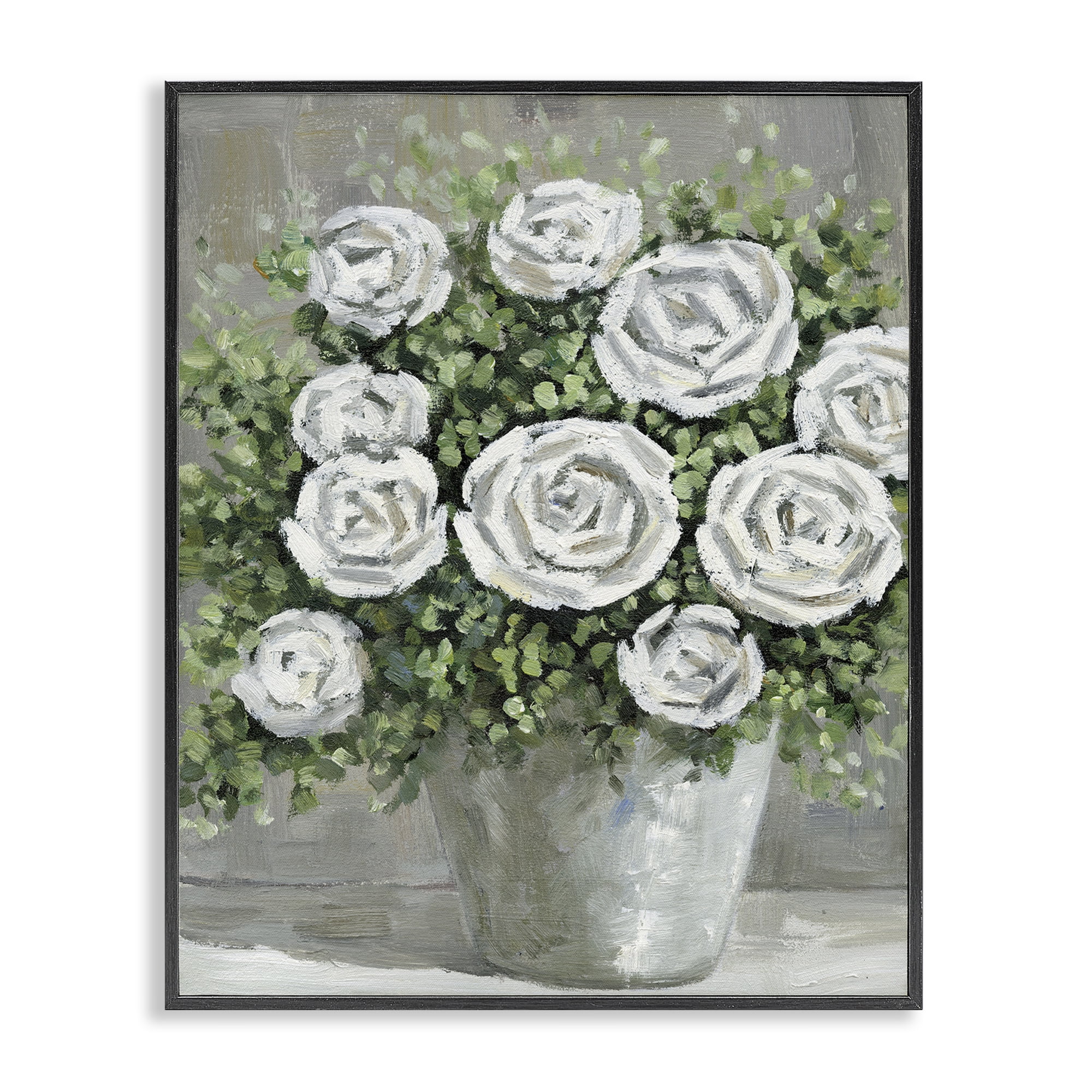 Stupell Industries Potted Ranunculus Blooms Botanical & Floral Painting Black Framed Art Print Wall Art, 16 x 20