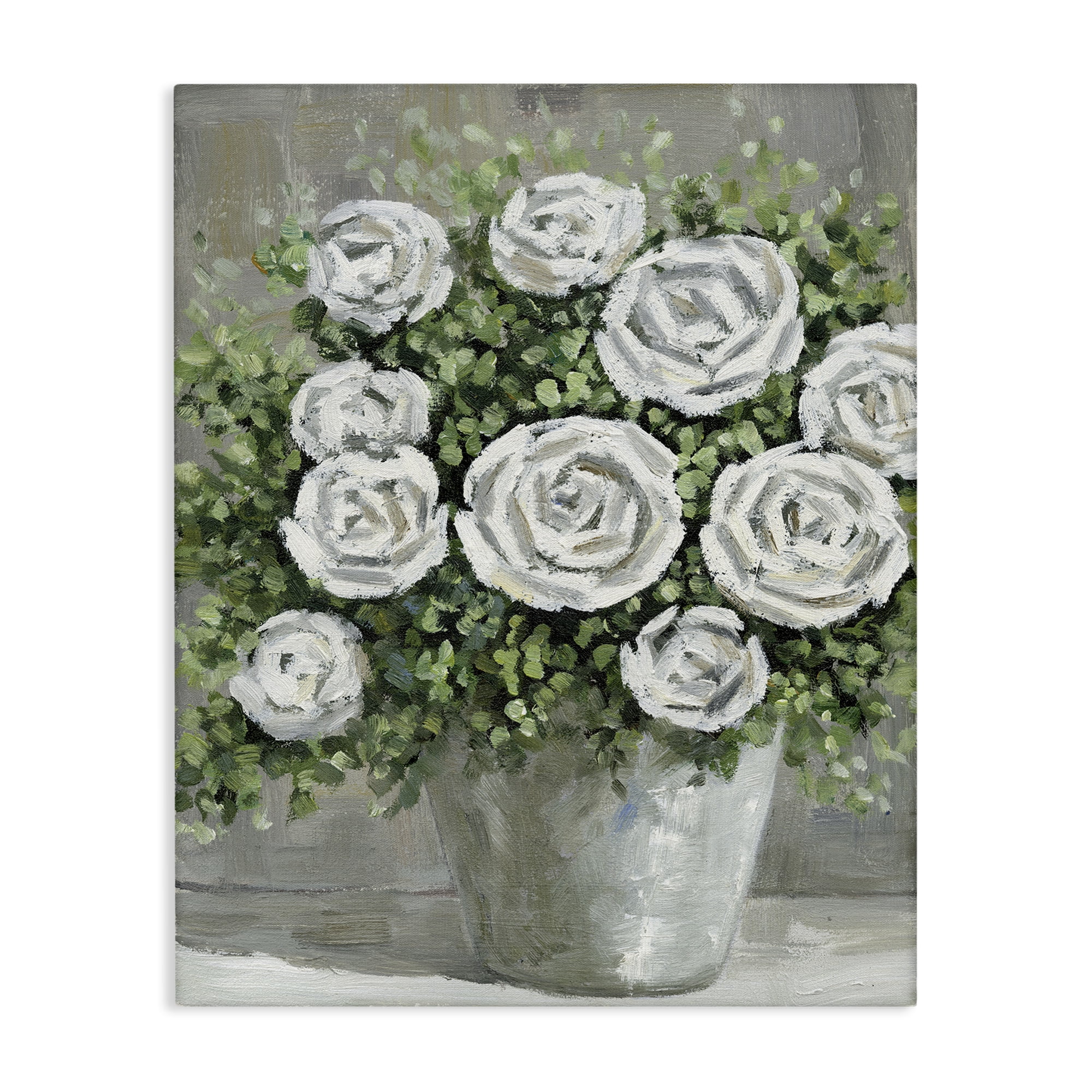 Stupell Industries Potted Ranunculus Blooms Botanical & Floral Painting Gallery Wrapped Canvas Art Print Wall Art, 24 x 30