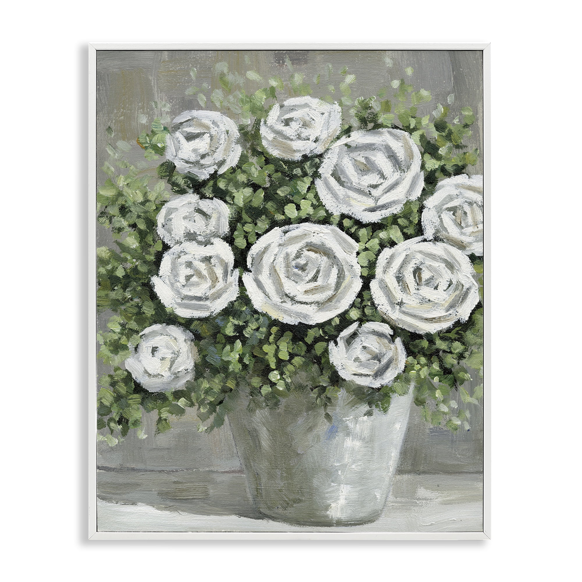 Stupell Industries Potted Ranunculus Blooms Botanical & Floral Painting White Framed Art Print Wall Art, 11 x 14