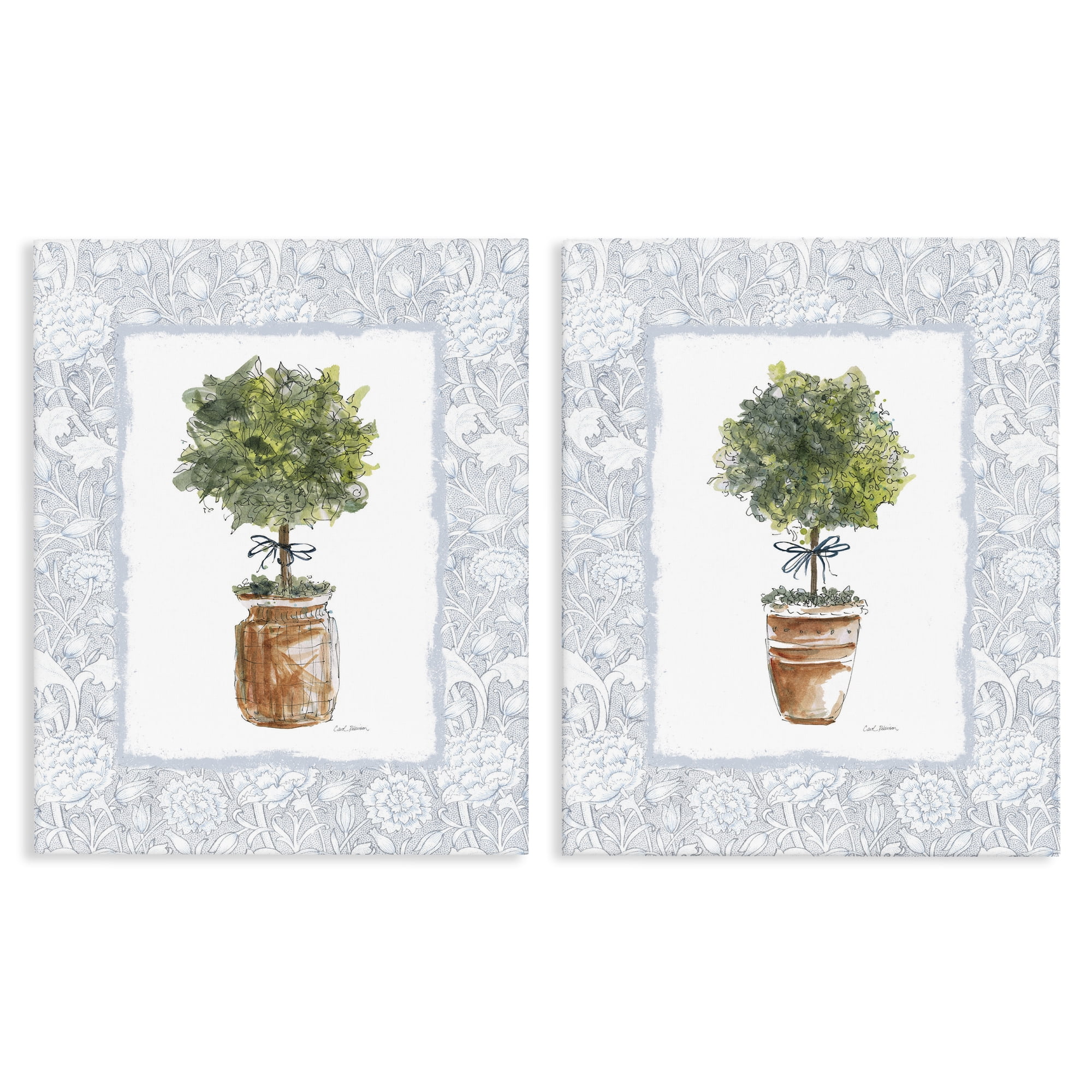 Stupell Industries Potted Topiary Plants 2 Piece Canvas Wall Art Set, design by Carol Robinson