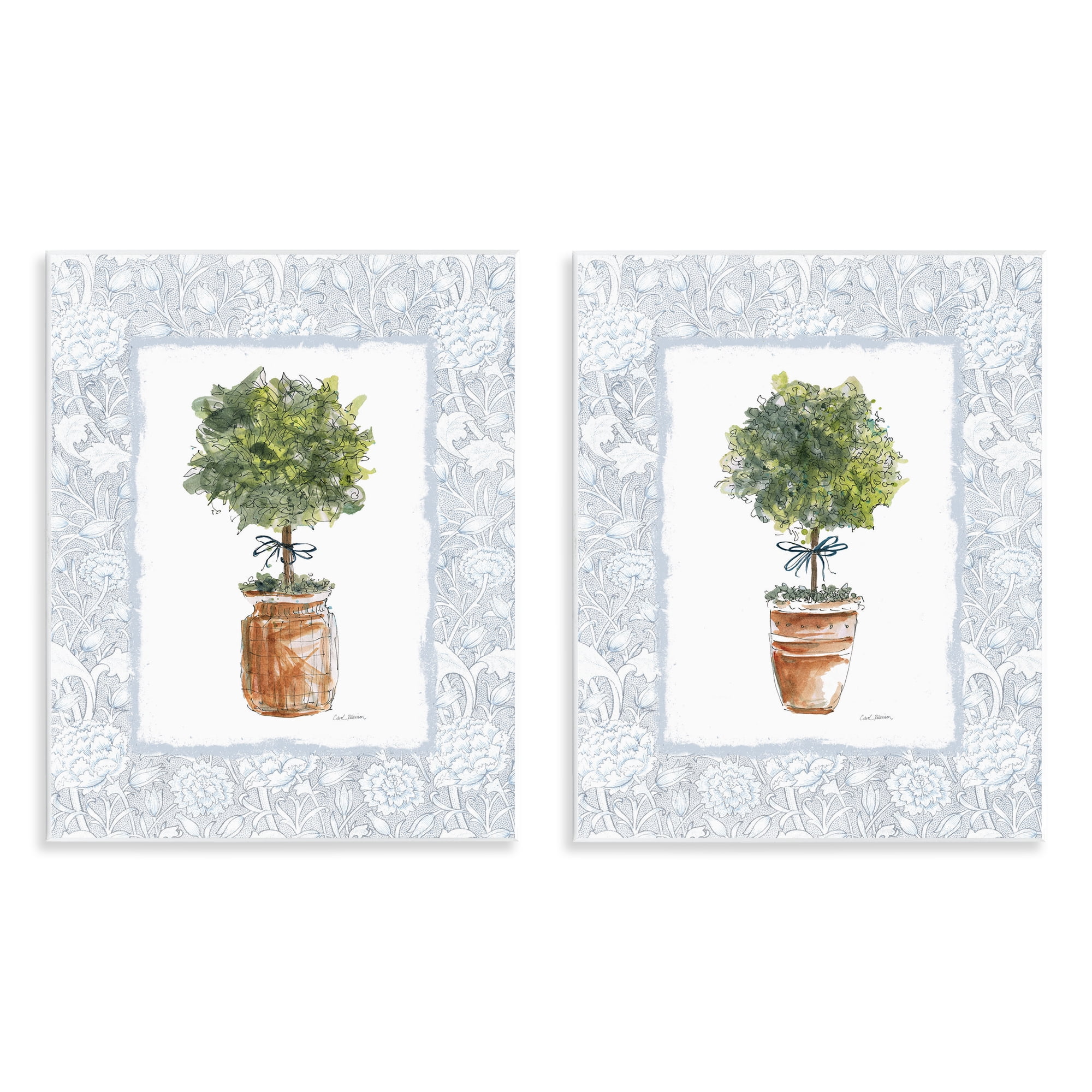 Stupell Industries Potted Topiary Plants 2 Piece Wall Plaque Art Set, design by Carol Robinson