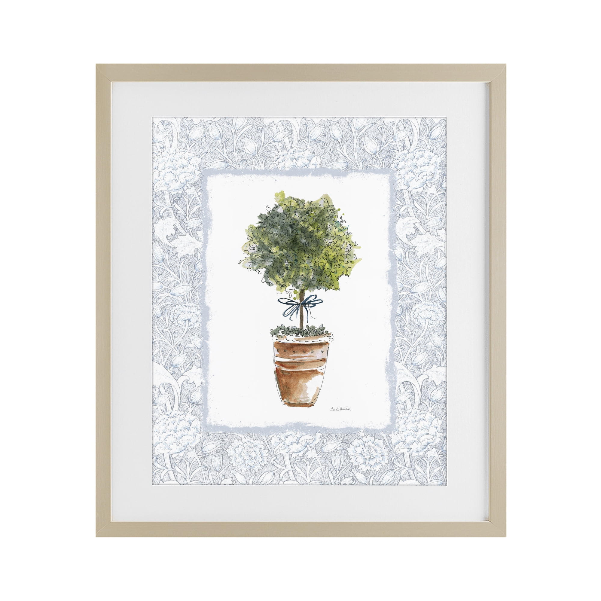 Stupell Industries Potted Topiary in Terracotta Birch Framed Print Under Glass, design by Carol Robinson