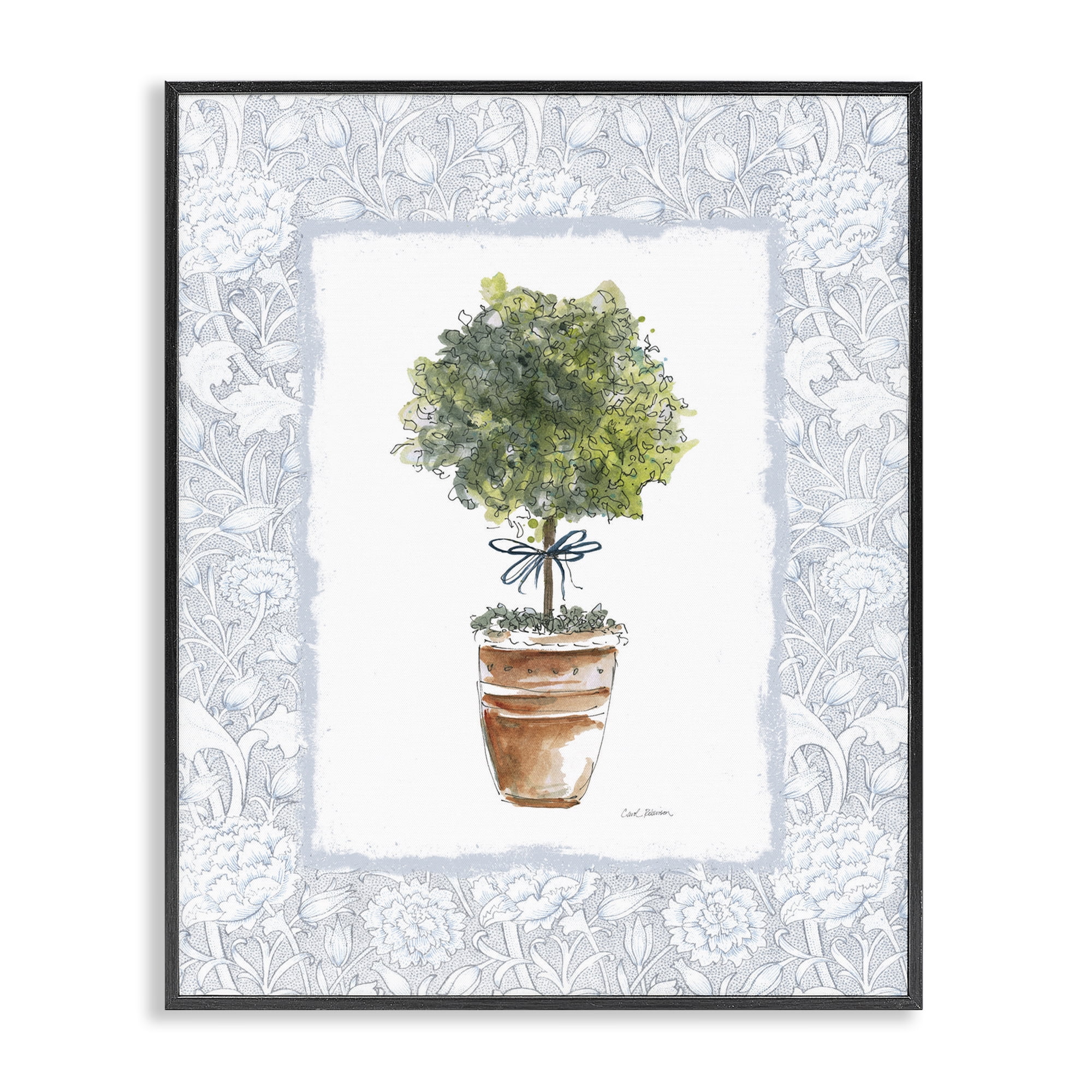 Stupell Industries Potted Topiary in Terracotta Black Framed Giclee Art, design by Carol Robinson