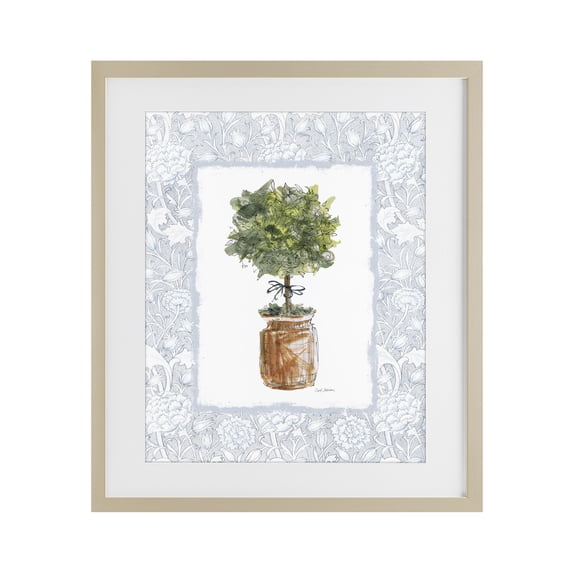 Stupell Industries Traditional Potted Topiary with Ribbon Birch Framed Print Under Glass, 17 x 21, by Carol Robinson