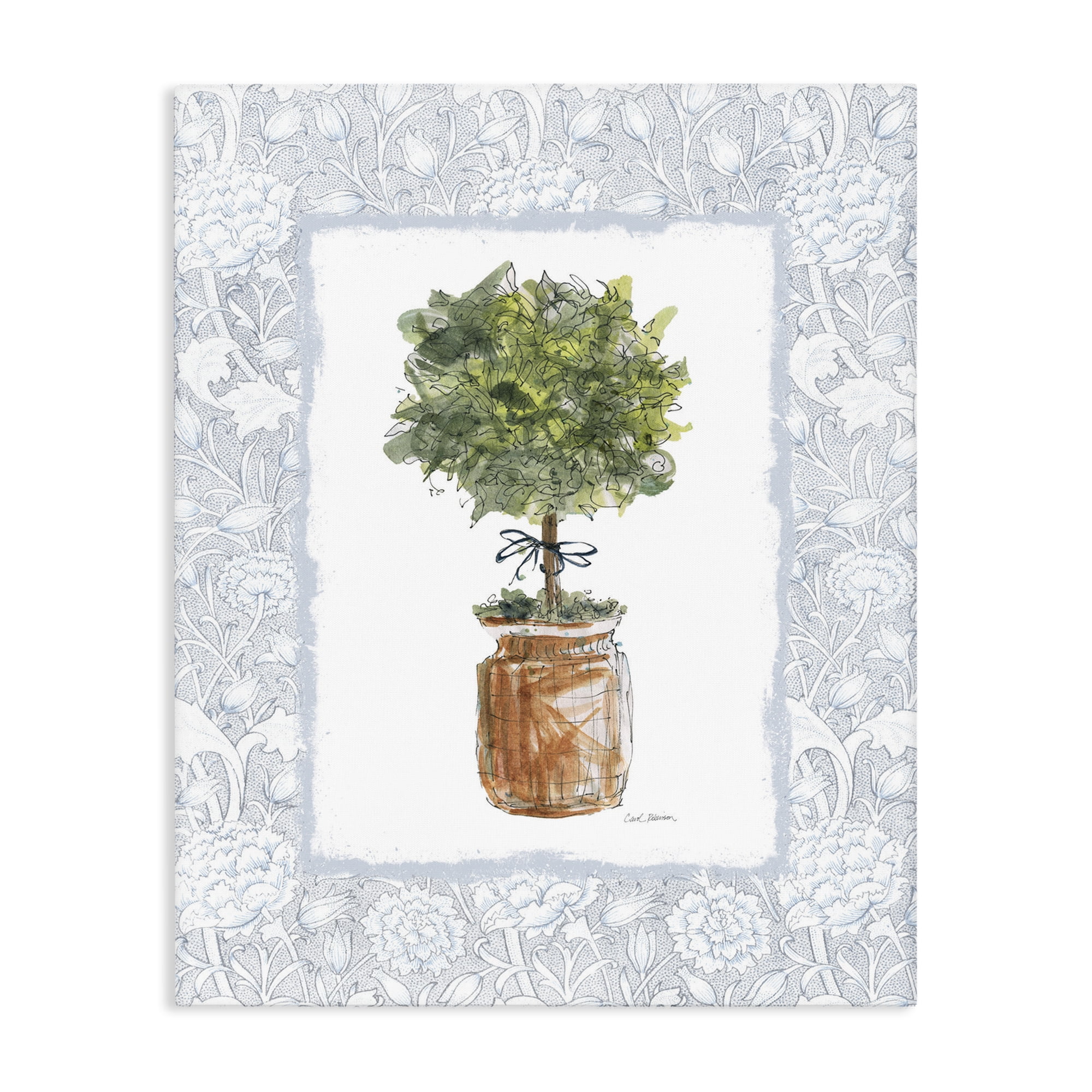 Stupell Industries Potted Topiary with Ribbon Canvas Wall Art, design by Carol Robinson