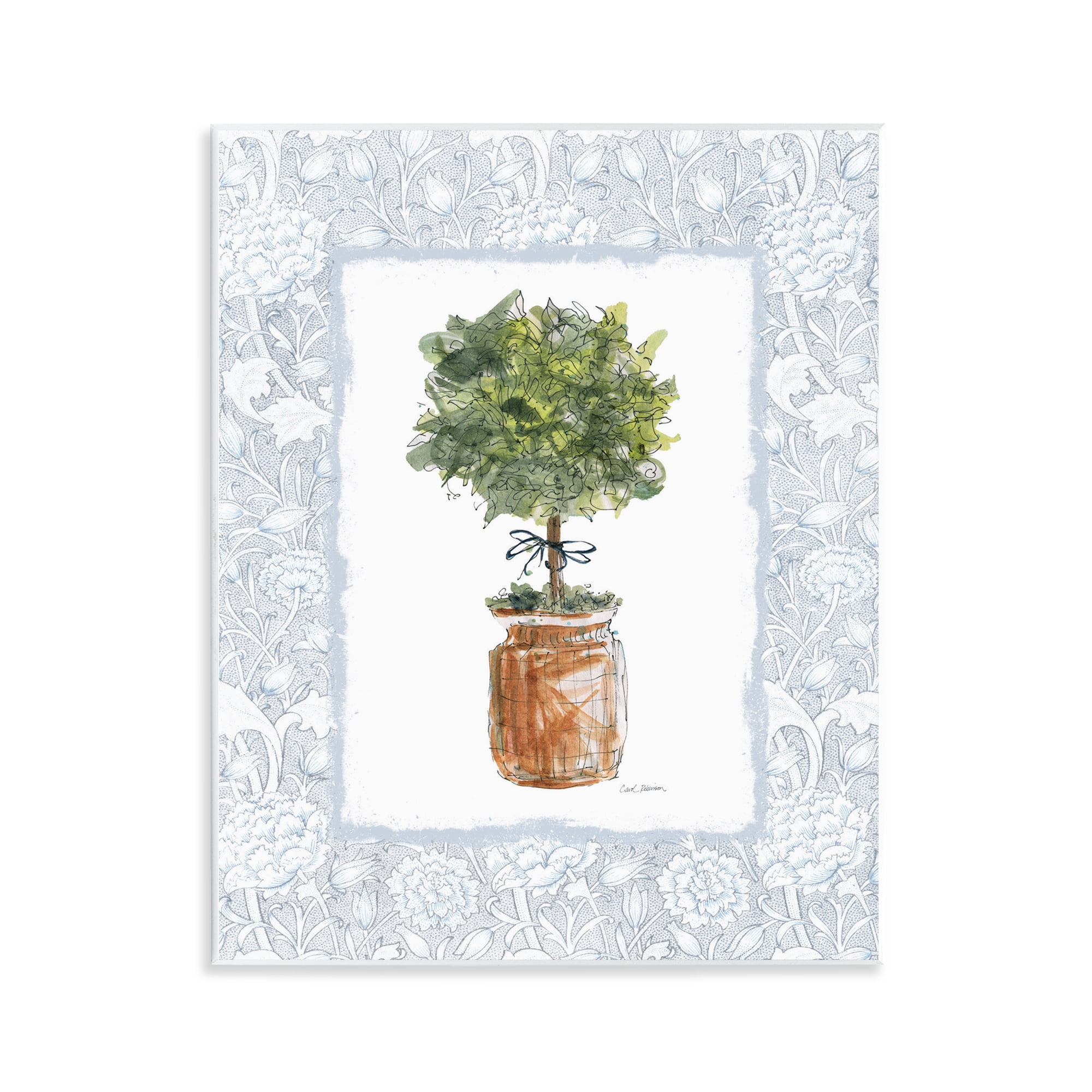 Stupell Industries Potted Topiary with Ribbon Wall Plaque Art, design by Carol Robinson