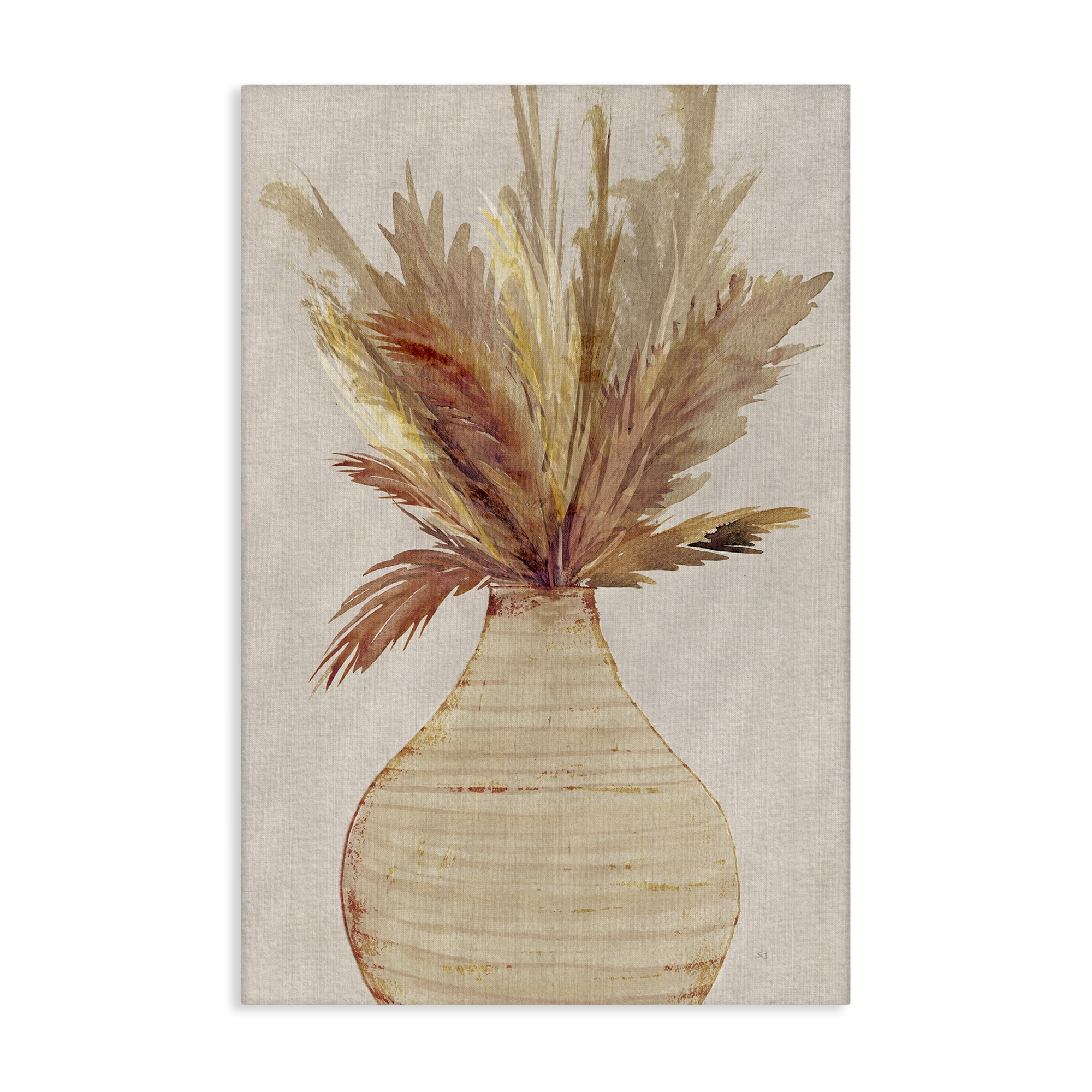 Stupell Industries Potted Wheat Reeds Botanical & Floral Painting Gallery Wrapped Canvas Art Print Wall Art, 24 x 36