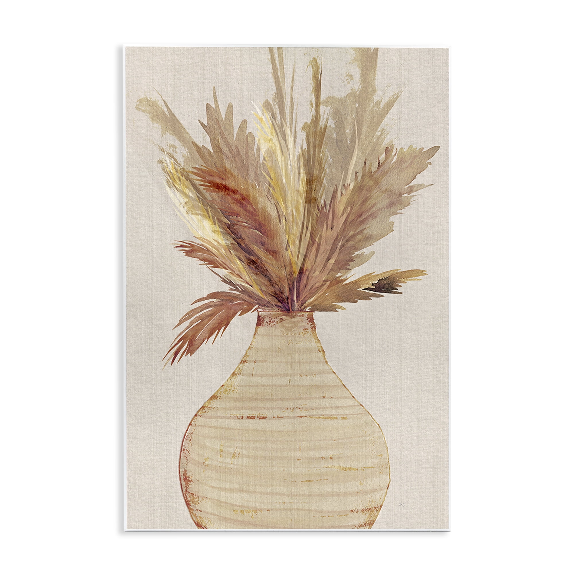 Stupell Industries Potted Wheat Reeds Botanical & Floral Painting Unframed Art Print Wall Art, 13 x 19