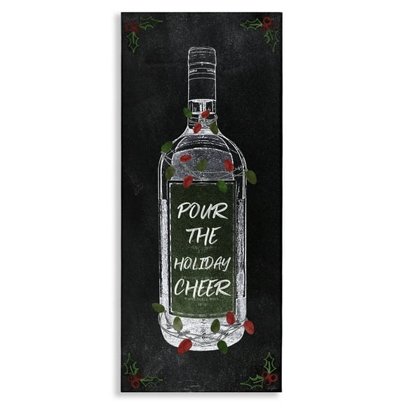 Stupell Industries Pour Holiday Cheer Bottle Holiday Painting Gallery Wrapped Canvas Art Prints Wall Art, 10 x 24
