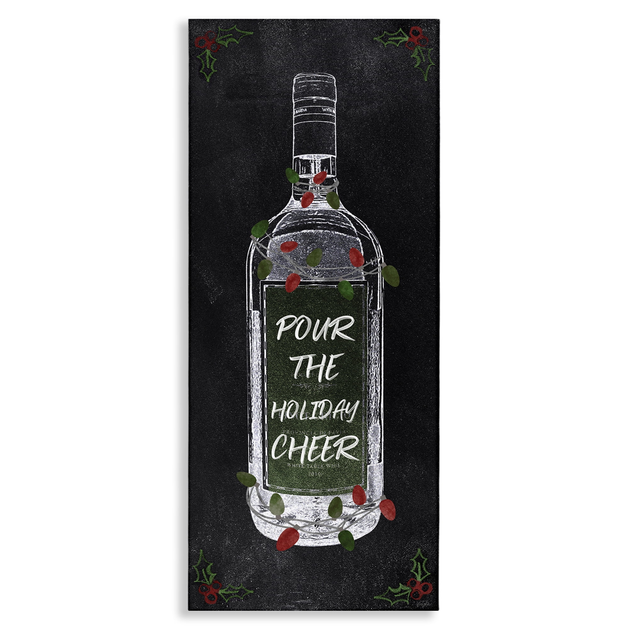 Stupell Industries Pour Holiday Cheer Bottle Holiday Painting Gallery Wrapped Canvas Art Prints Wall Art, 13 x 30