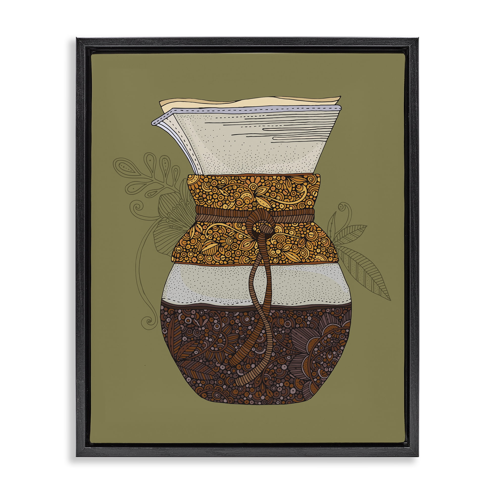 Stupell Industries Pour Over Coffee Maker Food & Beverage Painting Black Floater Framed Art Print Wall Art, 25 x 31