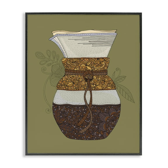 Stupell Industries Pour Over Coffee Maker Food & Beverage Painting Black Framed Art Print Wall Art, 11 x 14
