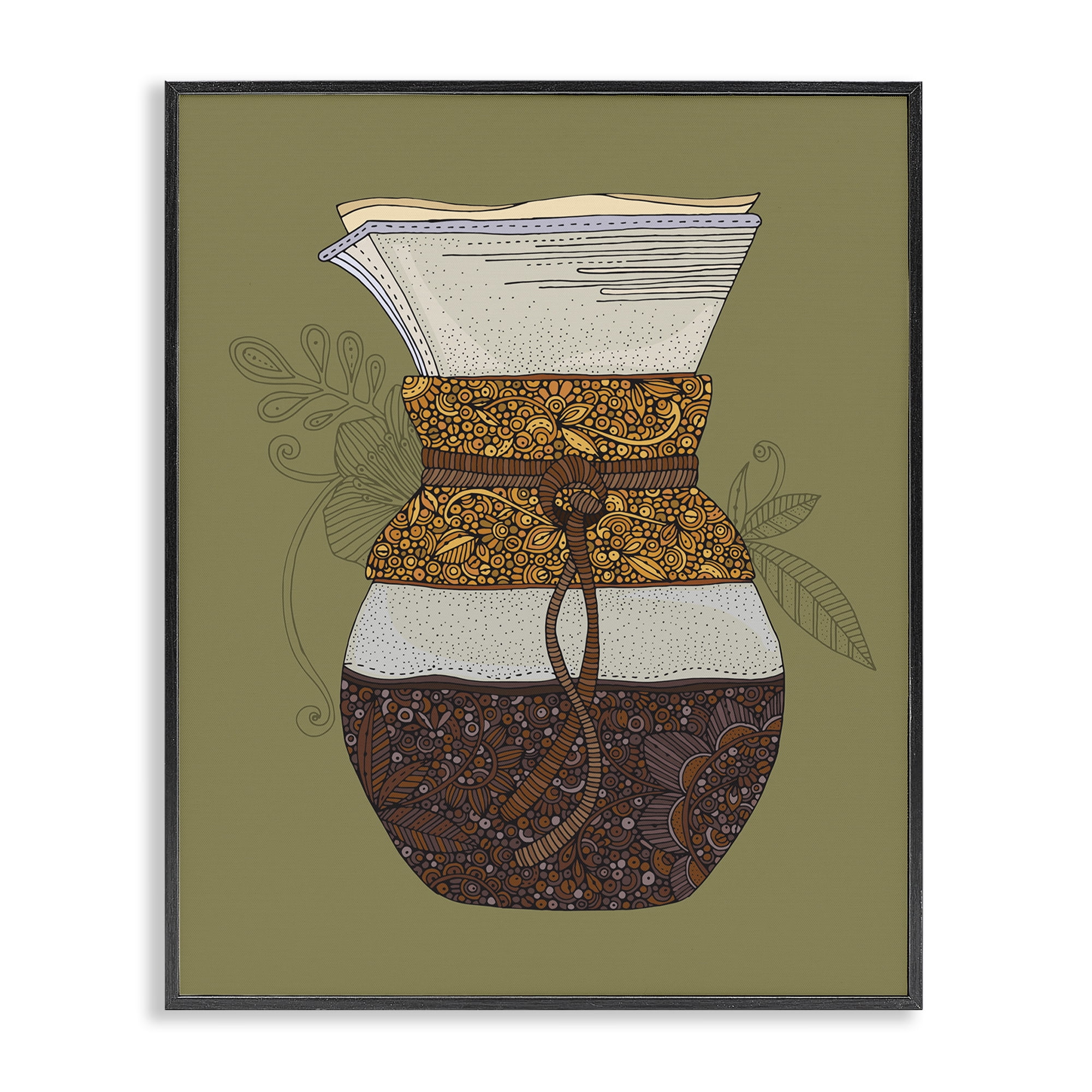 Stupell Industries Pour Over Coffee Maker Food & Beverage Painting Black Framed Art Print Wall Art, 24 x 30