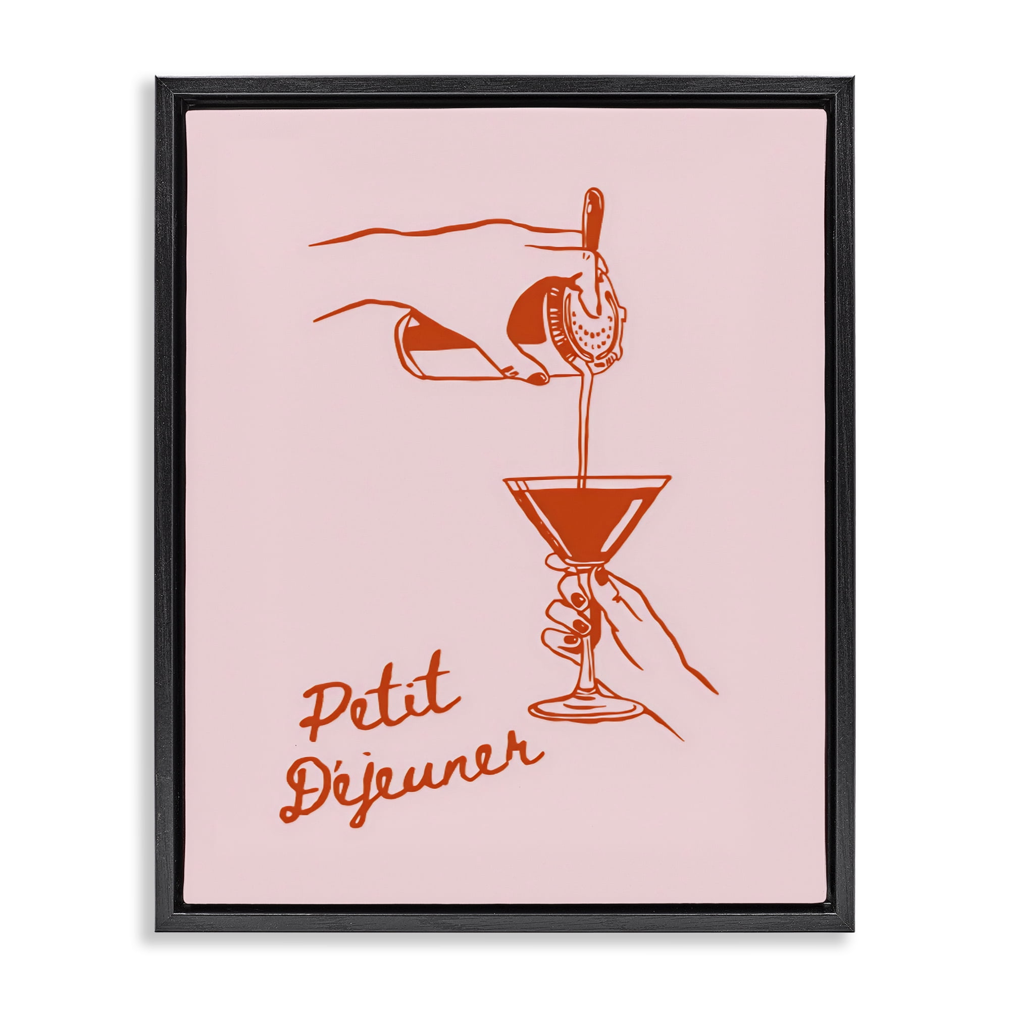 Stupell Industries Pouring Brunch Cocktail Black Framed Floater Canvas Wall Art, design by The Prints Vibe