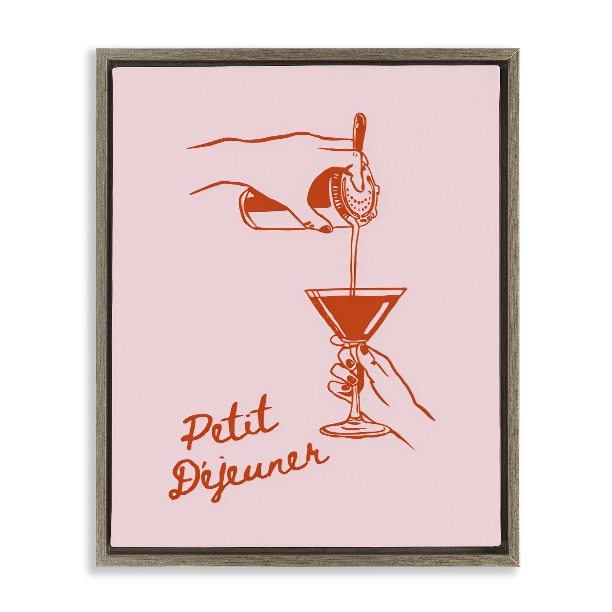 Stupell Industries Pouring Brunch Cocktail Brown Framed Floater Canvas Wall Art, design by The Prints Vibe