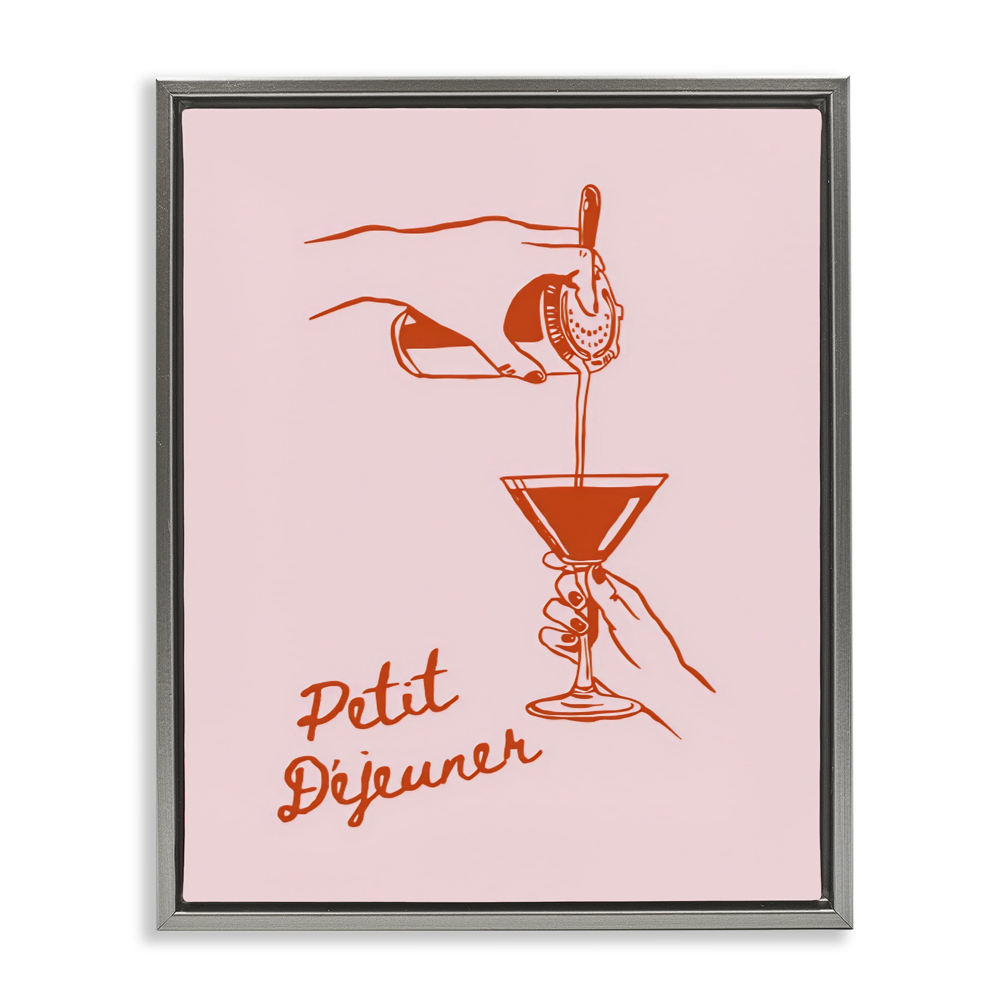 Stupell Industries Pouring Brunch Cocktail Gray Framed Floater Canvas Wall Art, design by The Prints Vibe