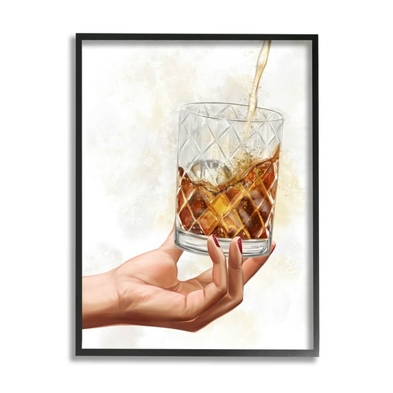 Stupell Industries Pouring Liqueur Glass Beverage Graphic Art Black Framed Art Print Wall Art, Design by Ziwei Li