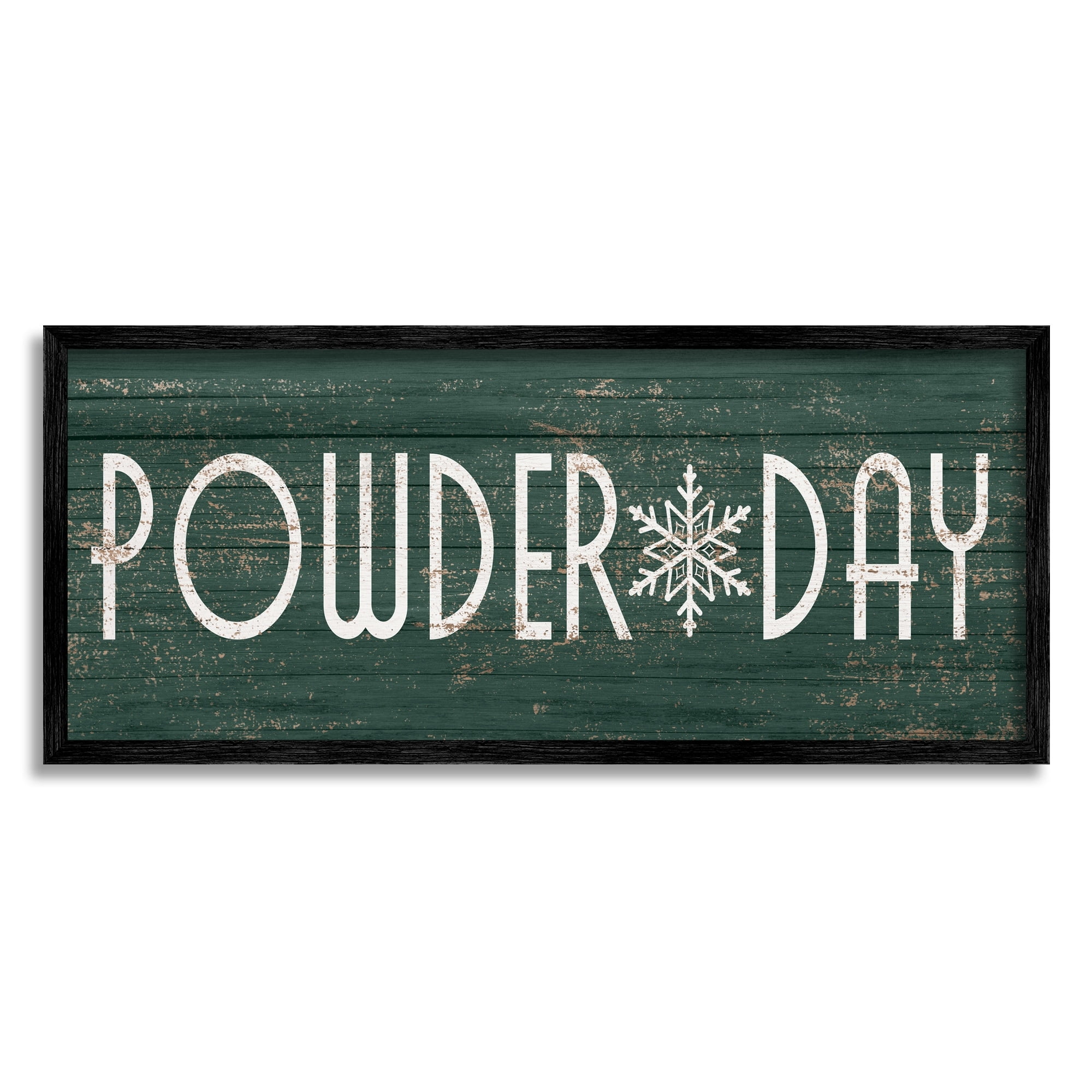 Stupell Industries Powder Day Phrase Snowflake Typography Ski Winter Sports, 24 x 10, Design by Daphne Polselli