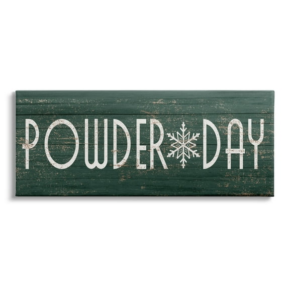 Stupell Industries Powder Day Phrase Snowflake Typography Ski Winter Sports, 24 x 10, Design by Daphne Polselli