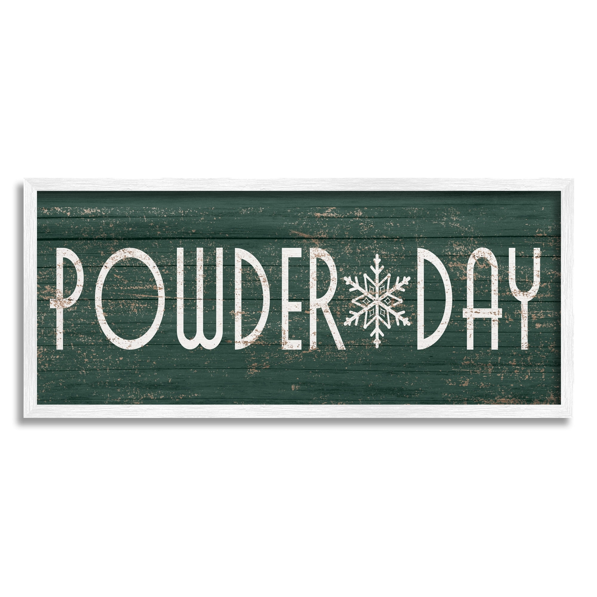 Stupell Industries Powder Day Phrase Snowflake Typography Ski Winter Sports, 30 x 13, Design by Daphne Polselli