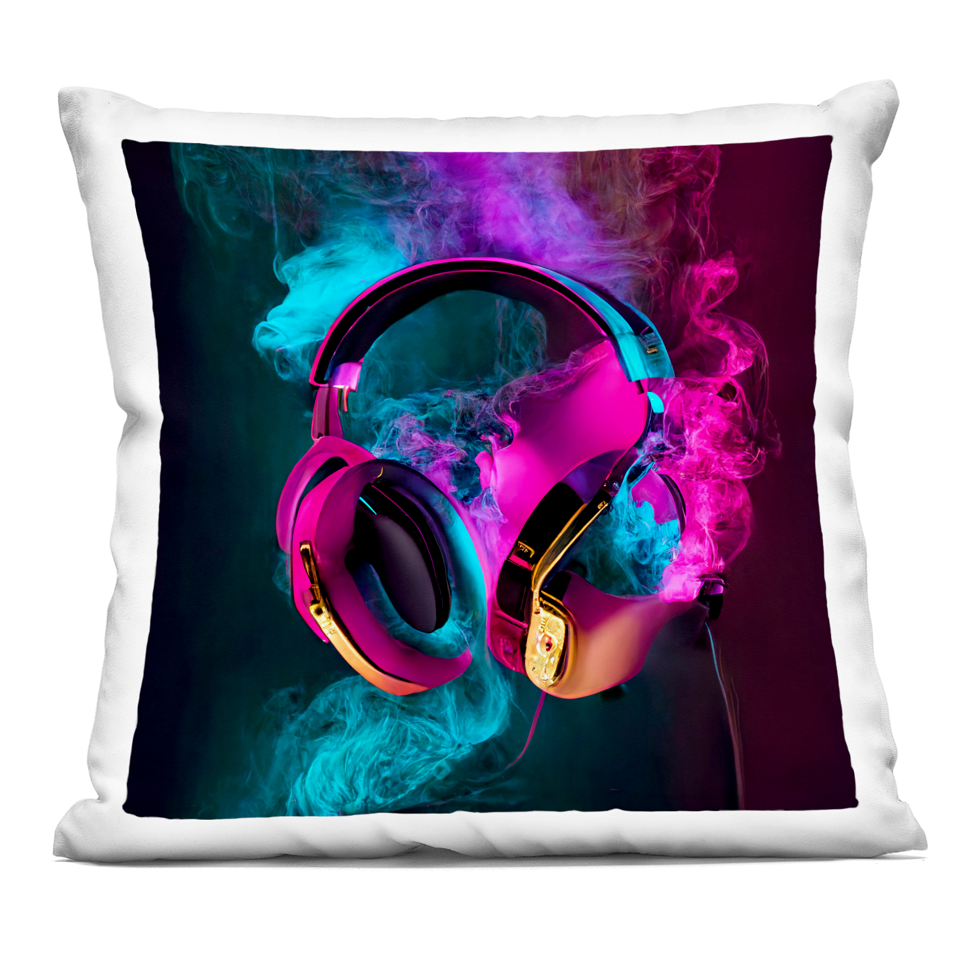 Stupell Industries Power Play Pink & Blue Headphones Decorative Printed Throw Pillow, design by Sasha