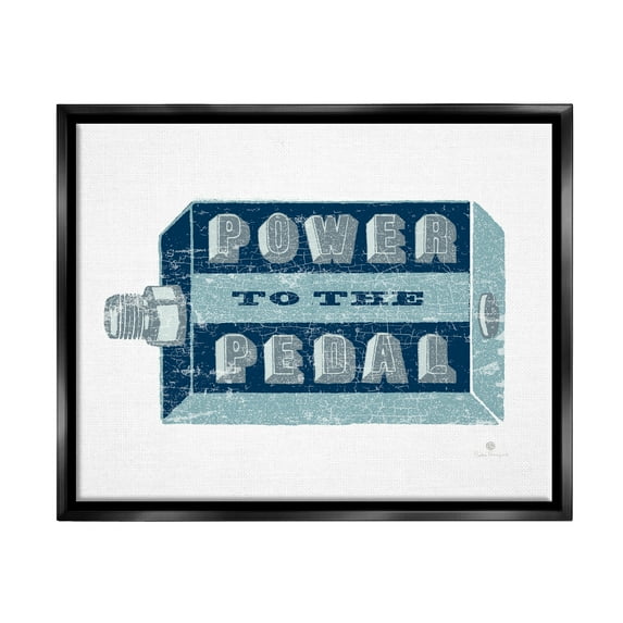 Stupell Industries Power To Pedal Cycling Transportation Painting Black Floater Framed Art Print Wall Art, 21 x 17