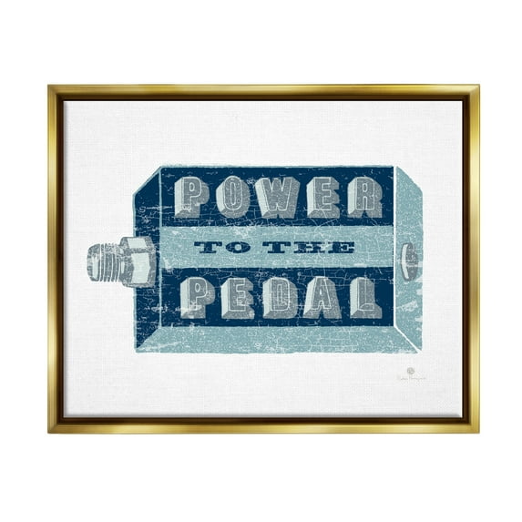 Stupell Industries Power To Pedal Cycling Transportation Painting Gold Floater Framed Art Print Wall Art, 31 x 25