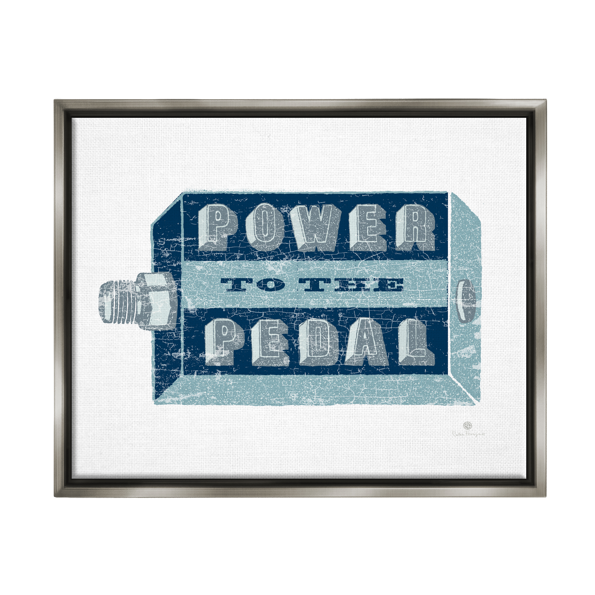 Stupell Industries Power To Pedal Cycling Transportation Painting Gray Floater Framed Art Print Wall Art, 21 x 17