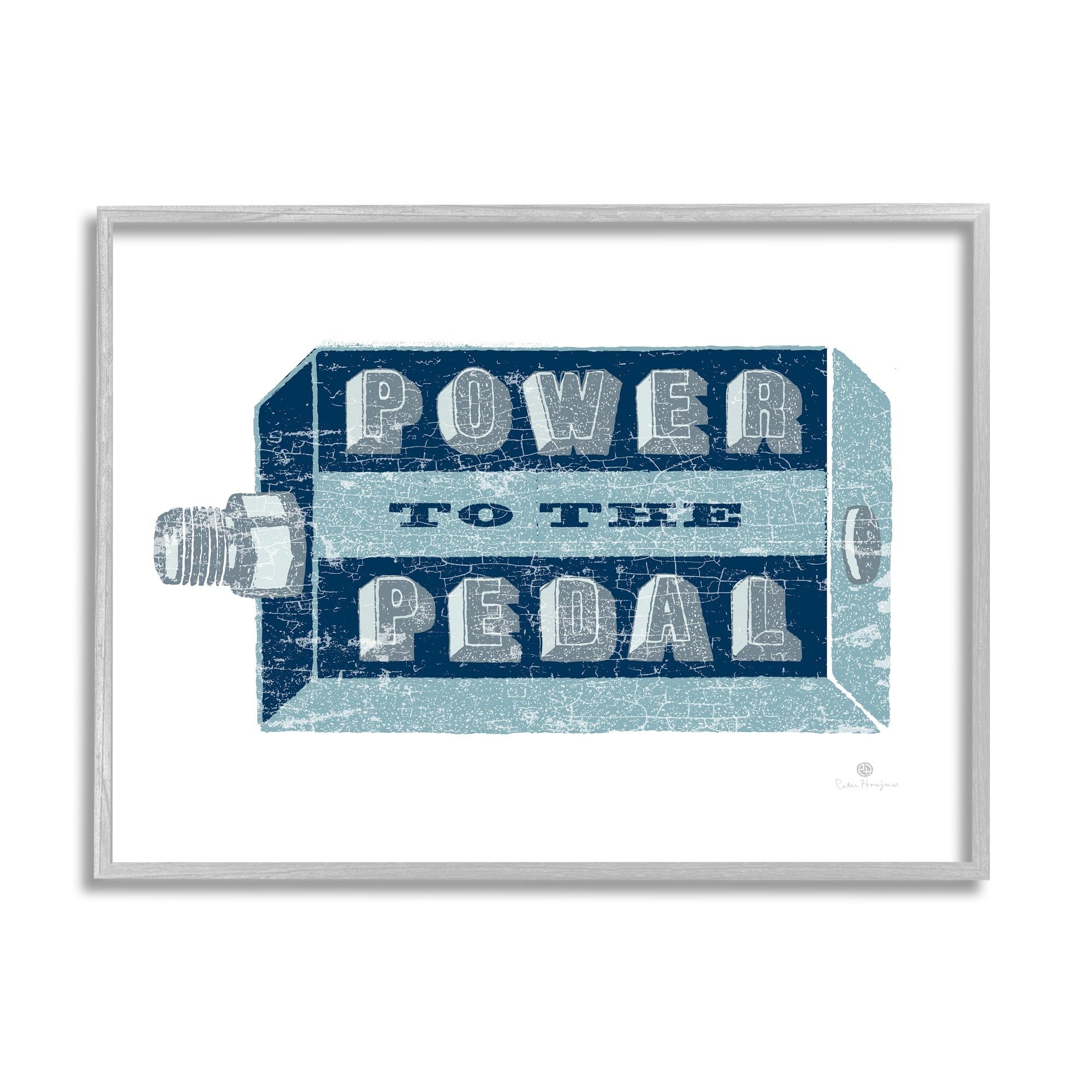 Stupell Industries Power To Pedal Cycling Transportation Painting Gray Framed Art Print Wall Art, 20 x 16
