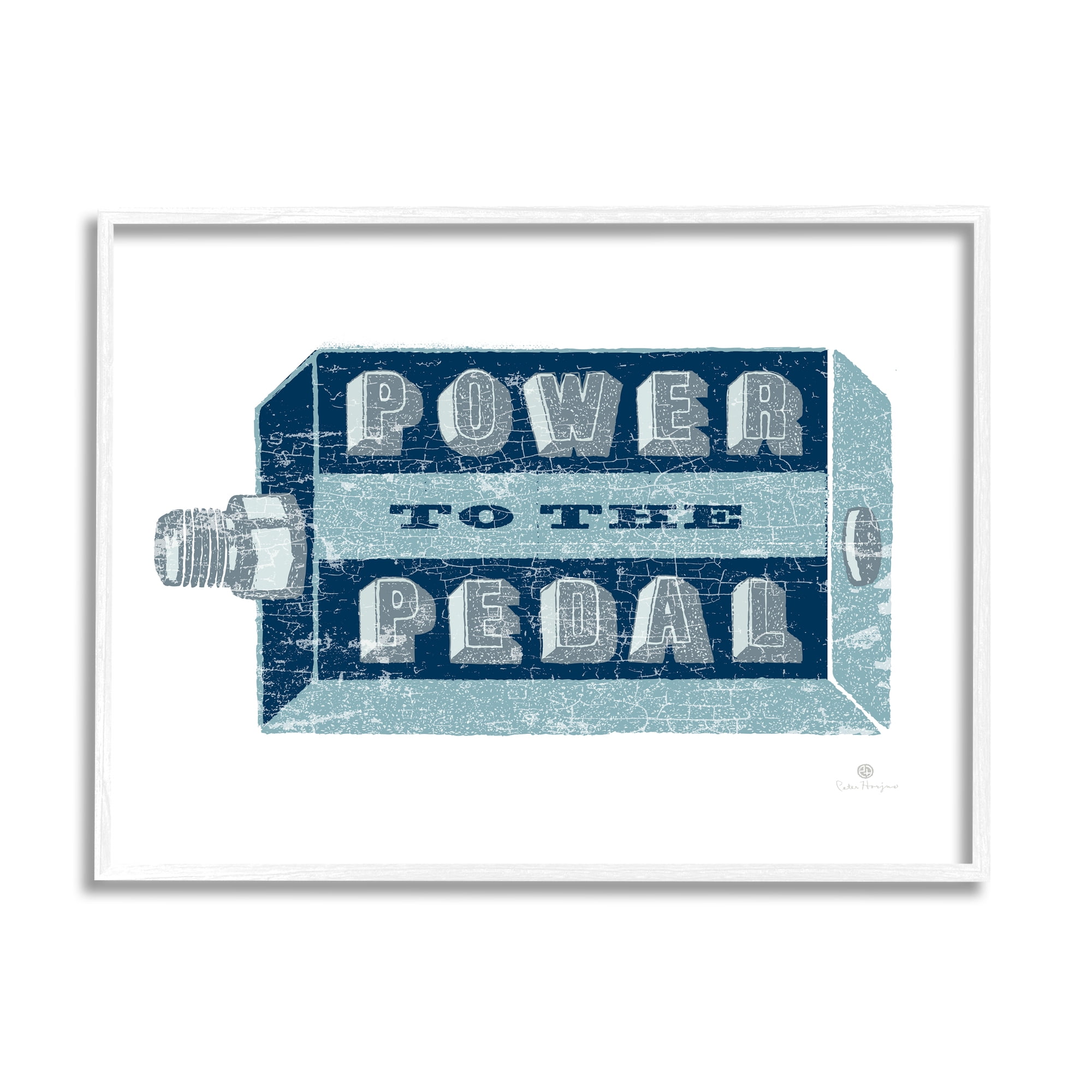 Stupell Industries Power To Pedal Cycling Transportation Painting White Framed Art Print Wall Art, 30 x 24
