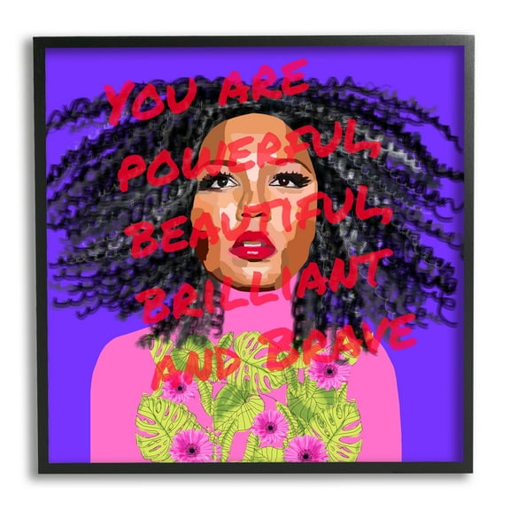 Stupell Industries Powerful Beautiful Brave Motivational Text Vivid Floral , 24 x 24, Design by Lynnda Rakos