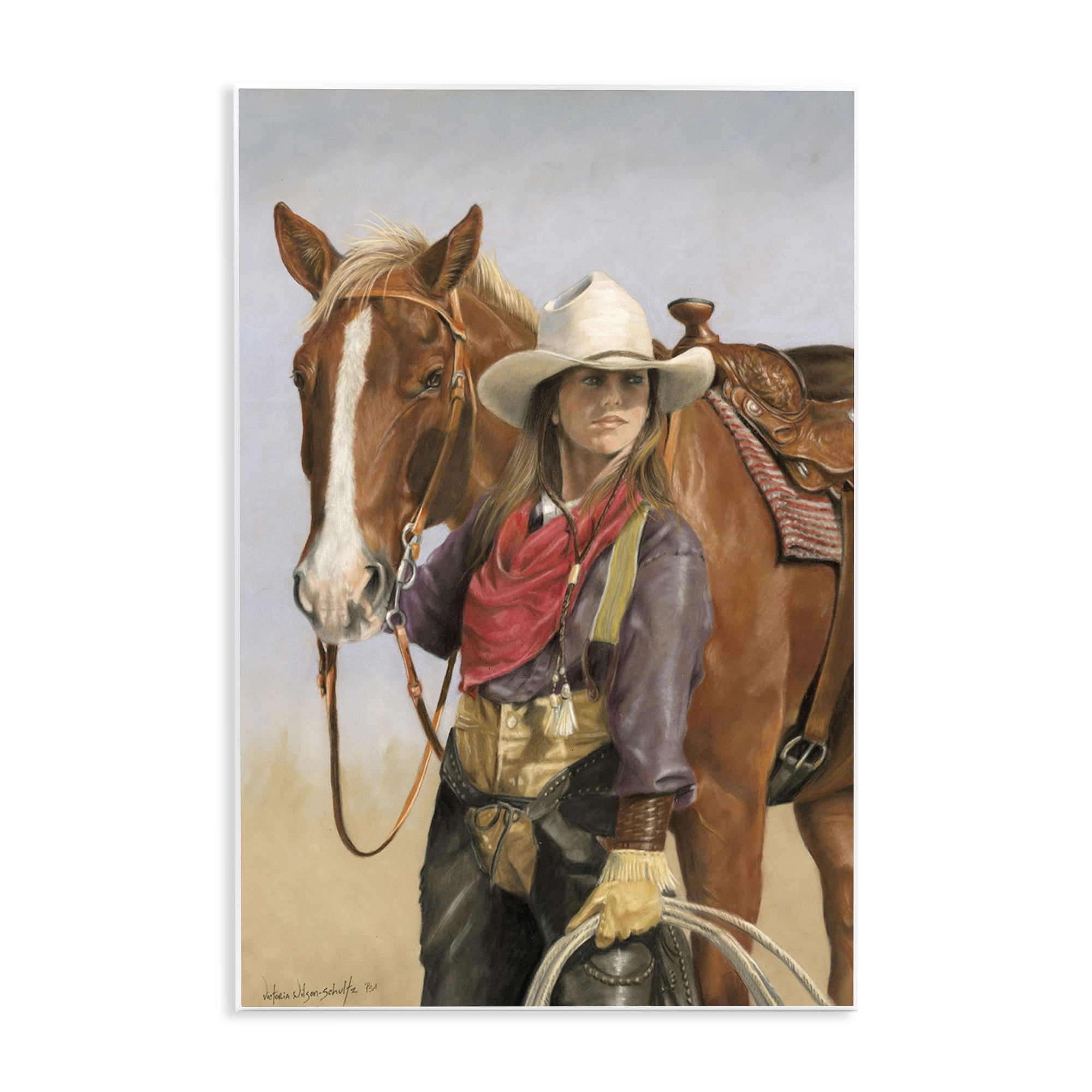 Stupell Industries Powerful Female Cowgirl Animals & Insects Painting Unframed Art Print Wall Art, 10 x 15
