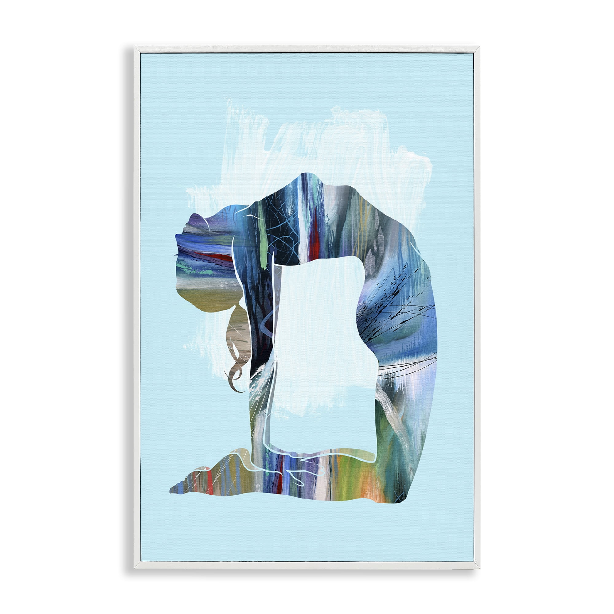 Stupell Industries Powerful Yoga Stretch Sports Painting White Framed Art Print Wall Art, 20 x 30