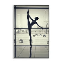 Stupell Industries Practicing Ballerina Stance People Photography Black Framed Art Print Wall Art, 12 x 18