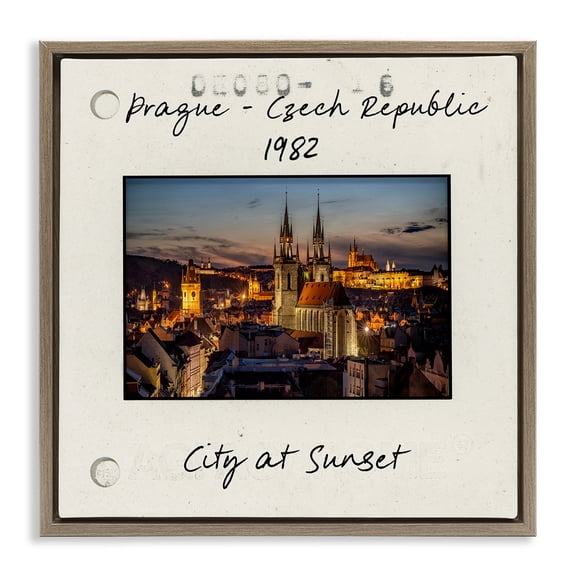 Stupell Industries Prague Travel Cityscape Architecture Painting Brown Floater Framed Canvas Art Print Wall Art, 25 x 25