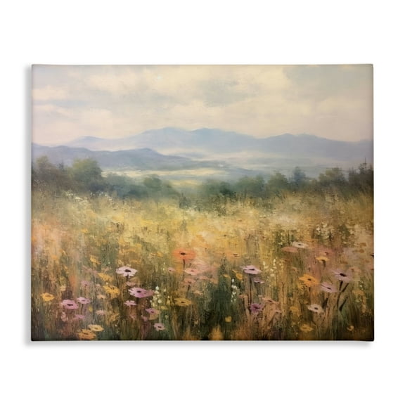 Stupell Industries Prairie Flowers & Mountains Canvas Wall Art design by LSR Creative Studio, 16 x 20