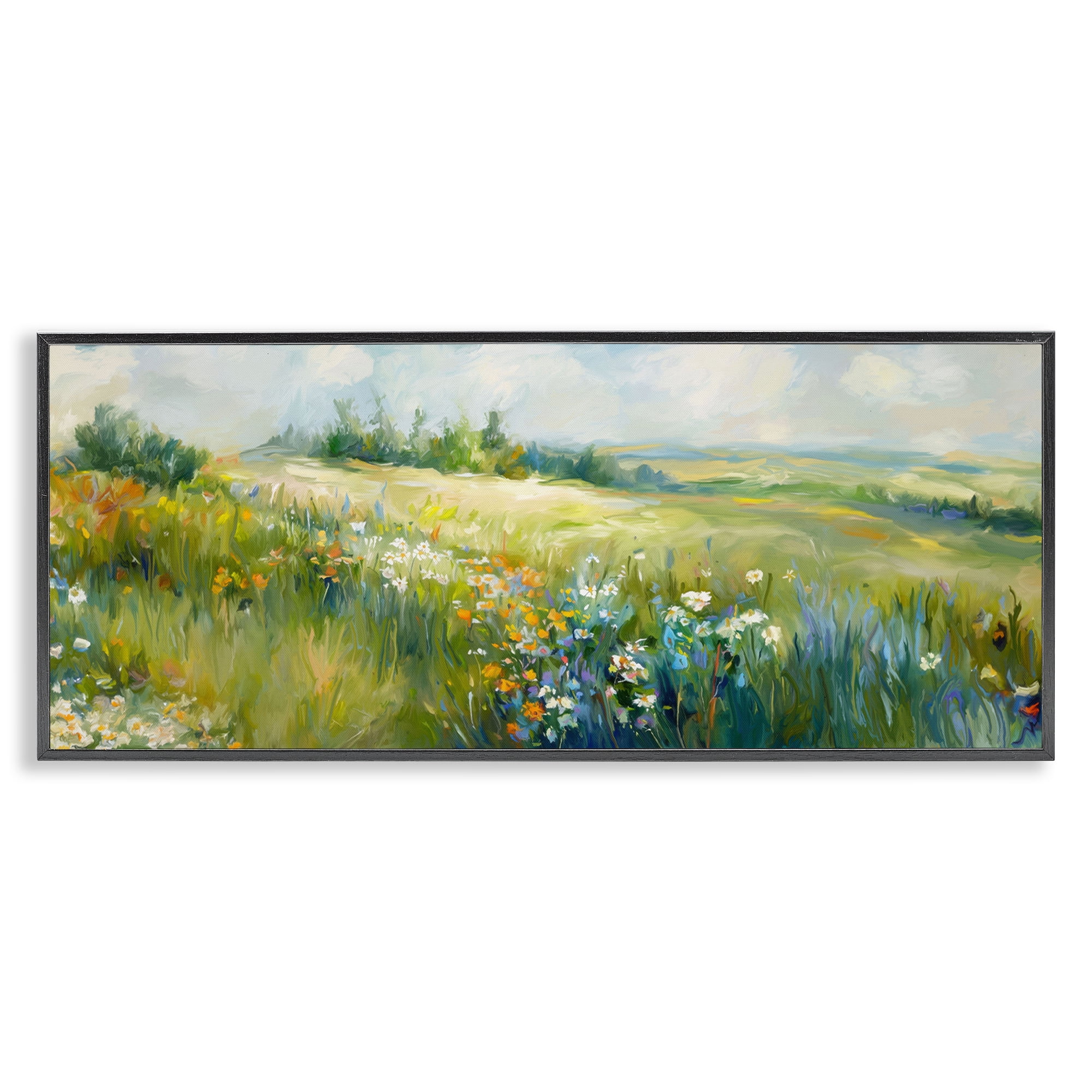 Stupell Industries Prairie Panorama Scene Landscape & Nature Painting Black Framed Art Print Wall Art, 30 x 13