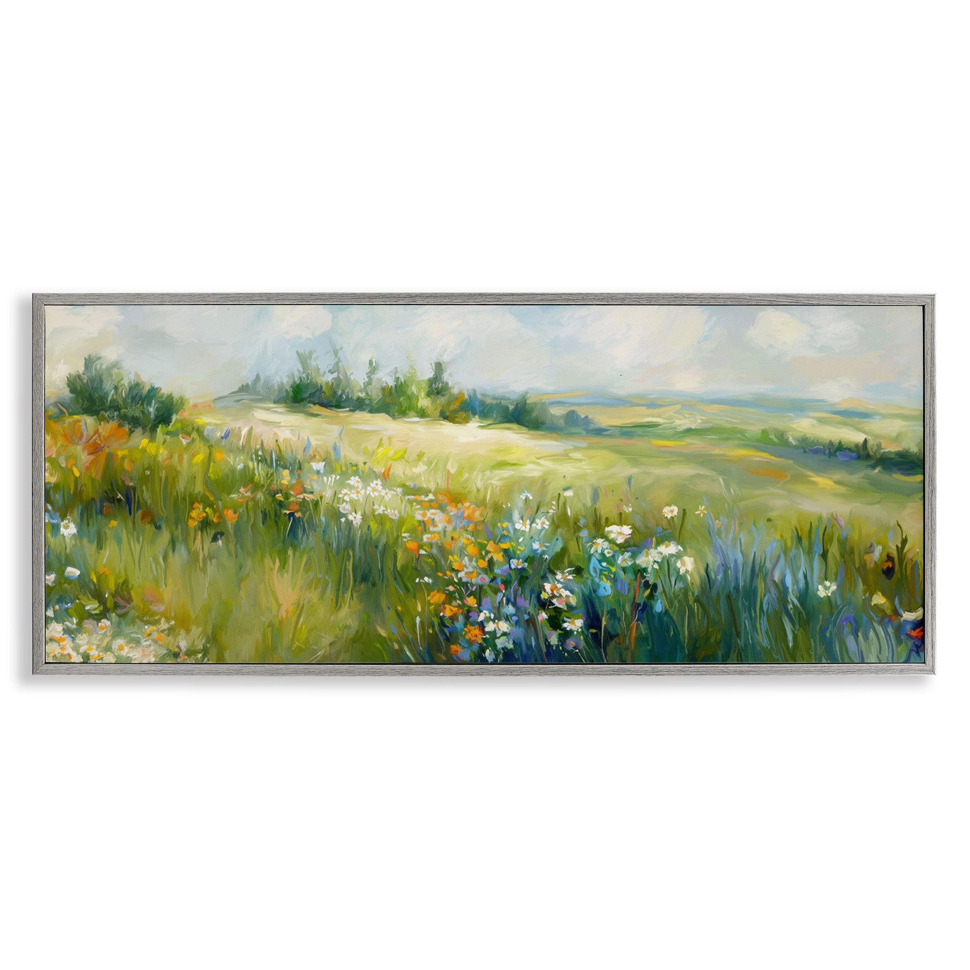 Stupell Industries Prairie Panorama Scene Landscape & Nature Painting Gray Framed Art Print Wall Art, 24 x 10