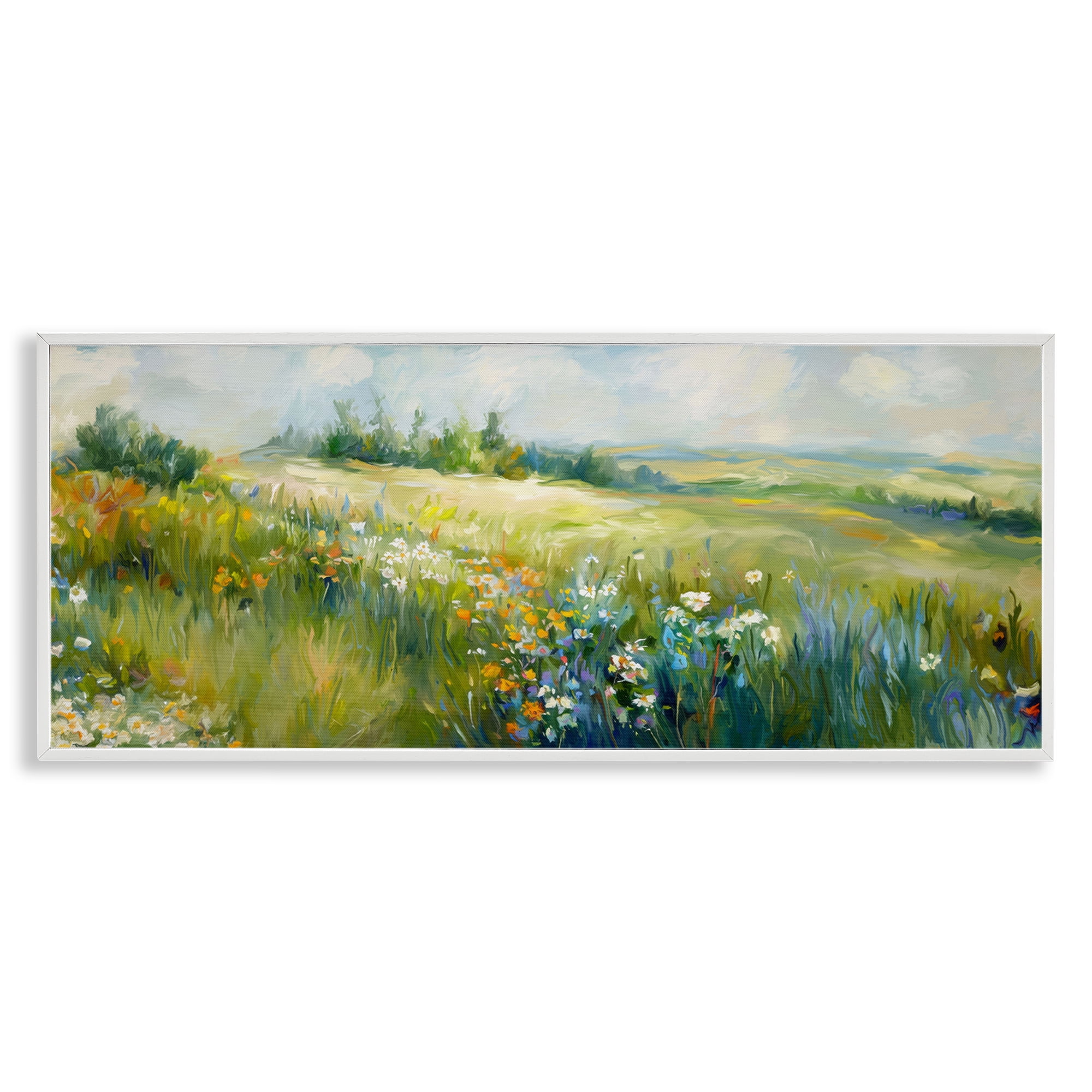 Stupell Industries Prairie Panorama Scene Landscape & Nature Painting White Framed Art Print Wall Art, 24 x 10