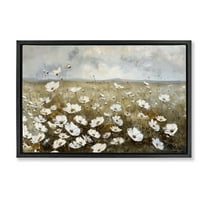 Stupell Industries Prairie Wildflower Field Landscape Painting Black Floater Framed Canvas Art Print Wall Art, 25 x 17