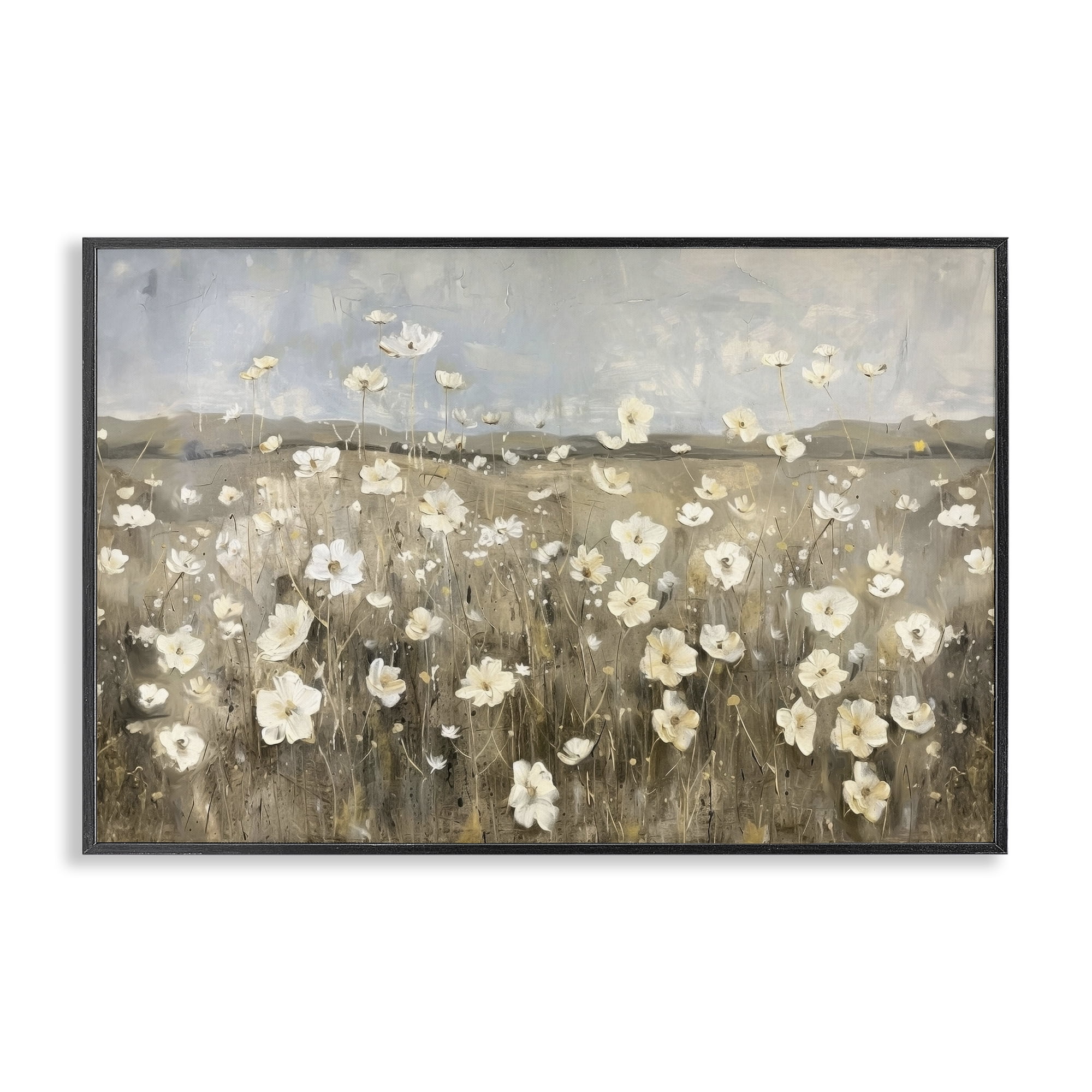 Stupell Industries Prairie Wildflower Meadow Landscape Painting Black Framed Art Print Wall Art, 18 x 12