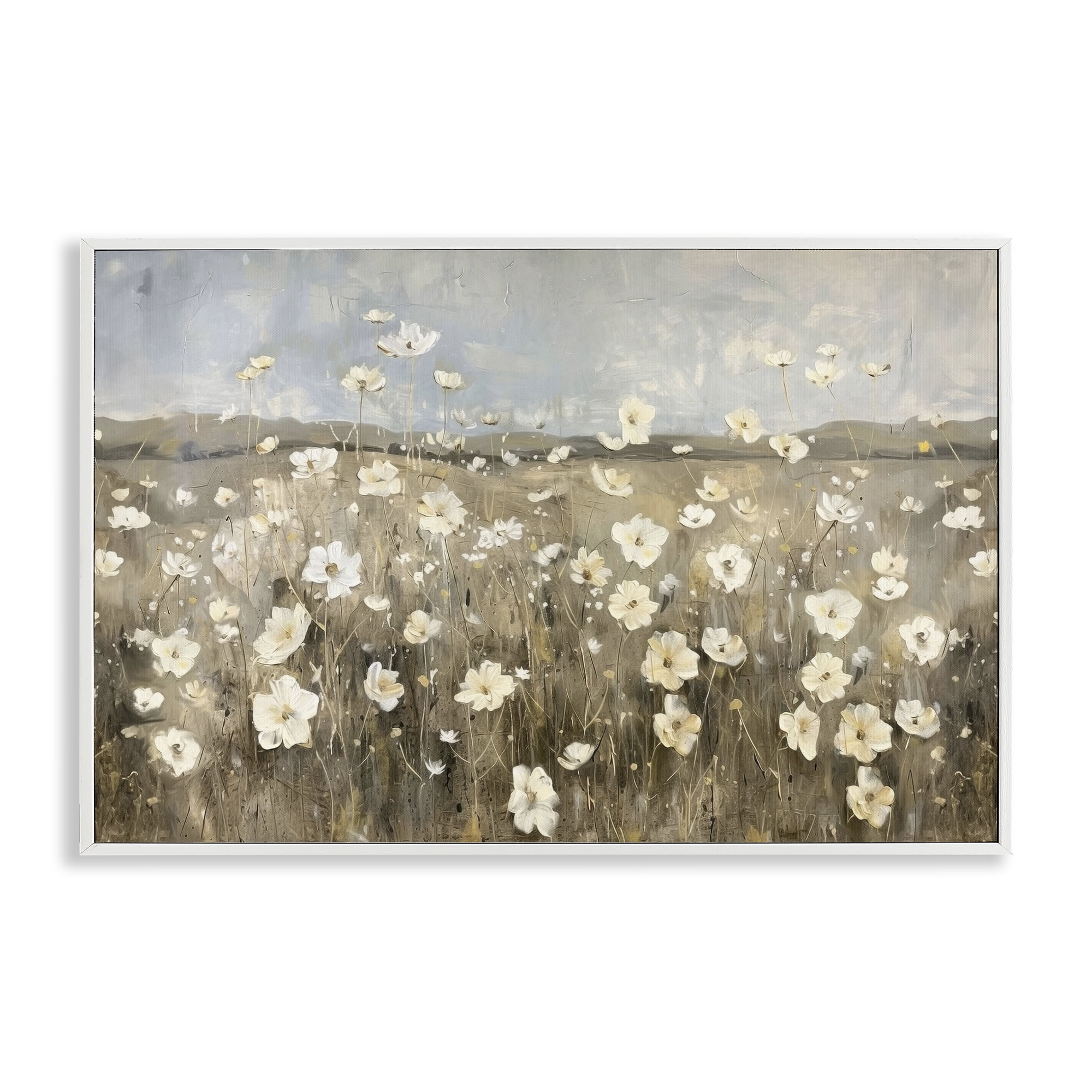 Stupell Industries Prairie Wildflower Meadow Landscape Painting White Framed Art Print Wall Art, 30 x 20