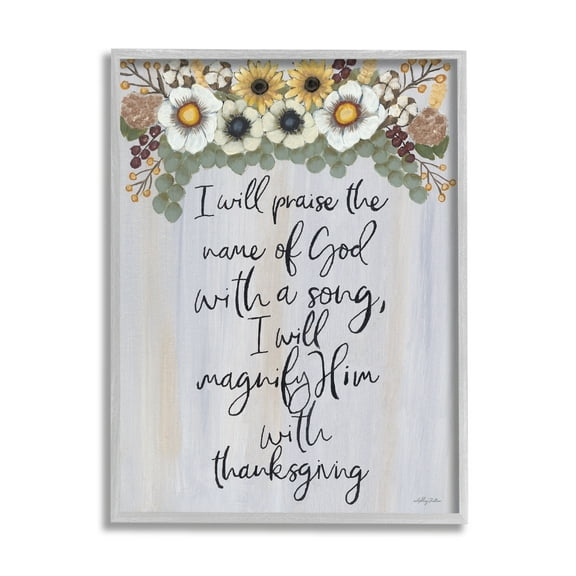 Stupell Industries Praise Name of God Sentiment Autumn Flowers, 16 x 20,Design by Ashley Justice