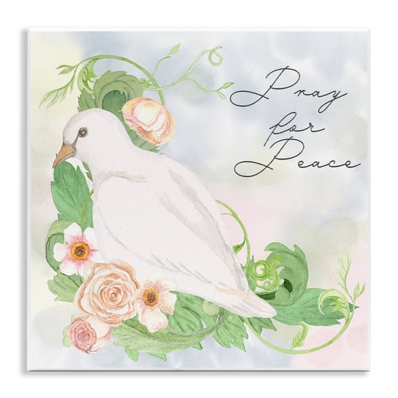 Stupell Industries Pray For Peace Dove Wall Plaque Art design by Lee Ann Sanders, 12 x 12