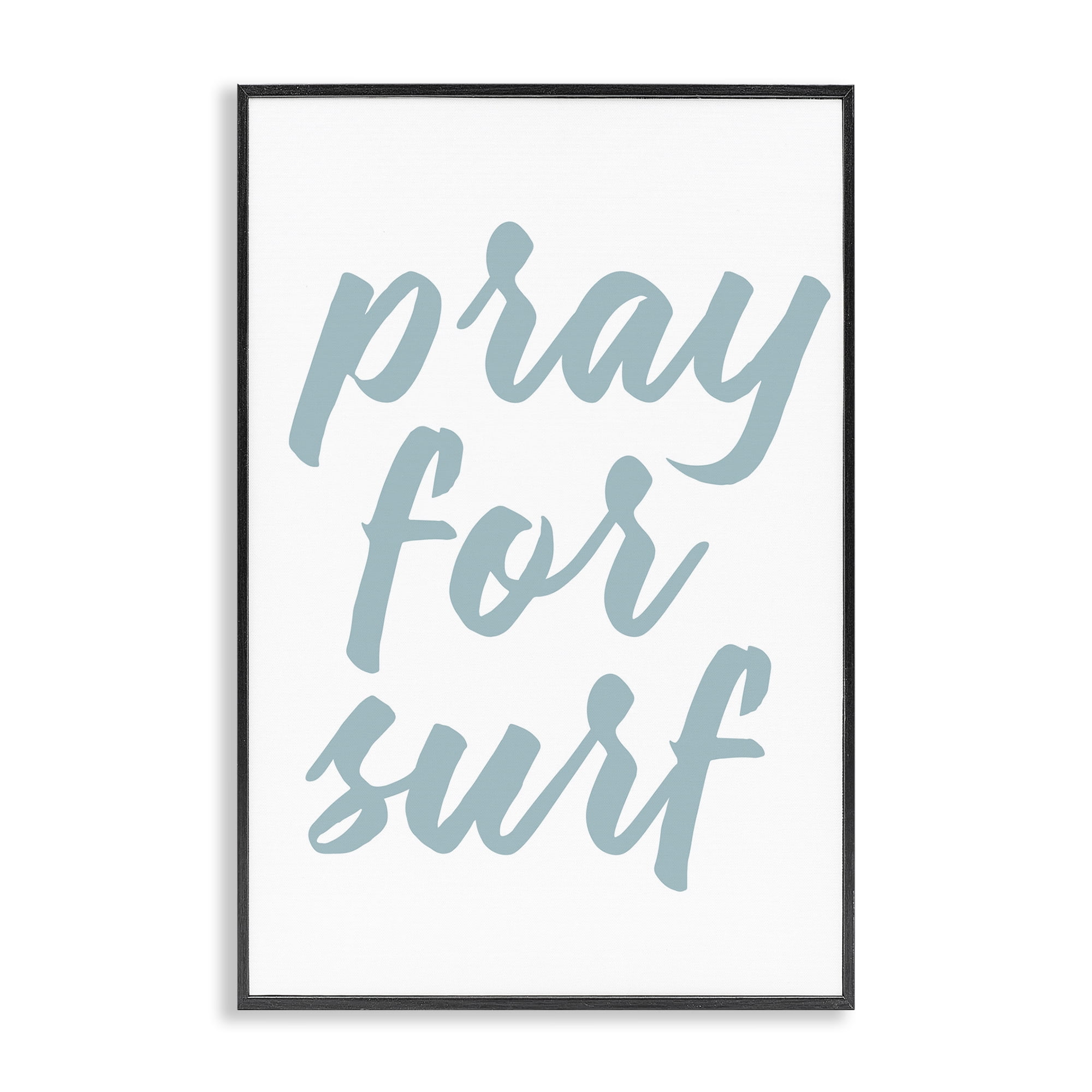 Stupell Industries Pray For Surf Typography Painting Black Framed Art Print Wall Art, 12 x 18